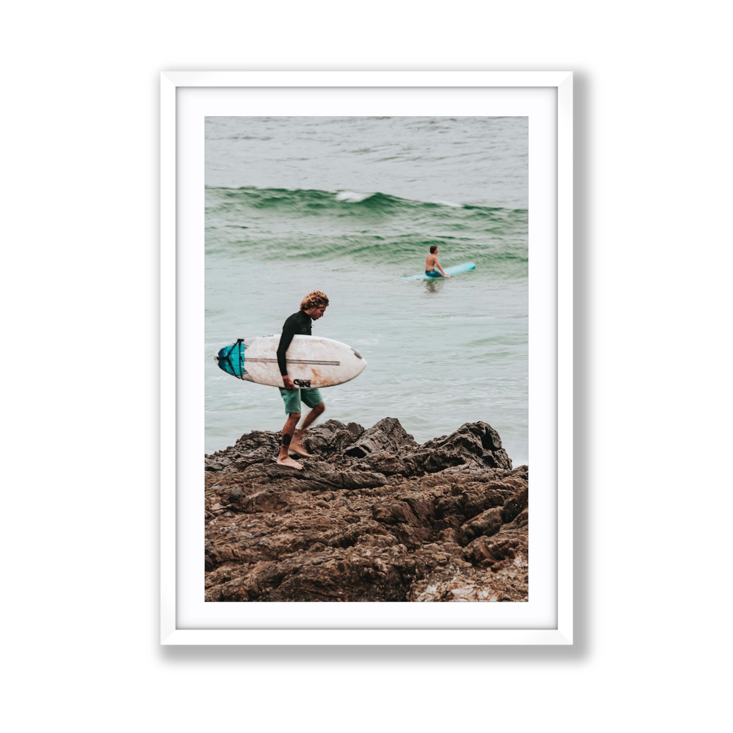 Not All Who Wander Are Lost Byron Bay Surf wall art Giant fine art print in white frame with matboard