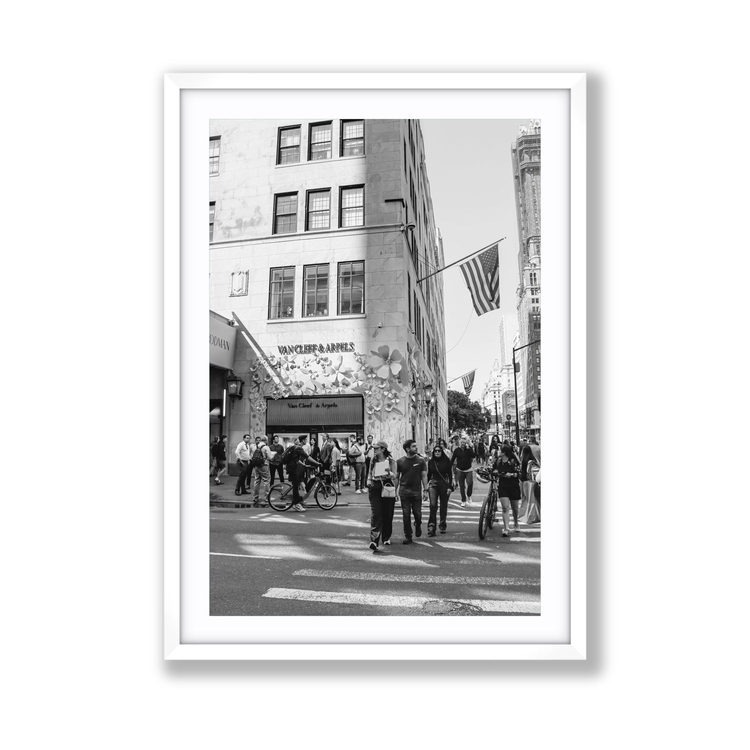 Sidewalk Shuffle New York NYC Black & White wall art Giant fine art print in white frame with matboard
