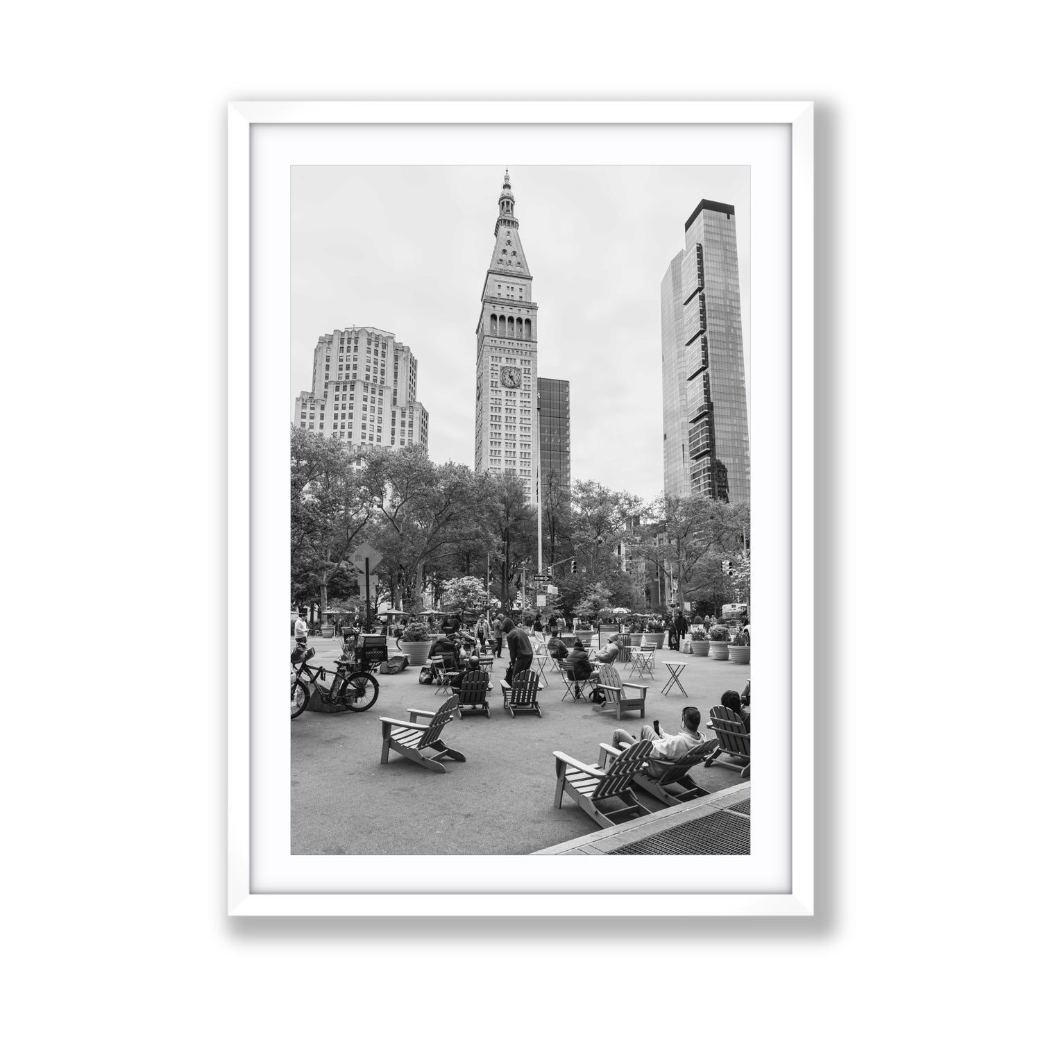 Timeless New York New York NYC Black & White wall art Giant fine art print in white frame with matboard
