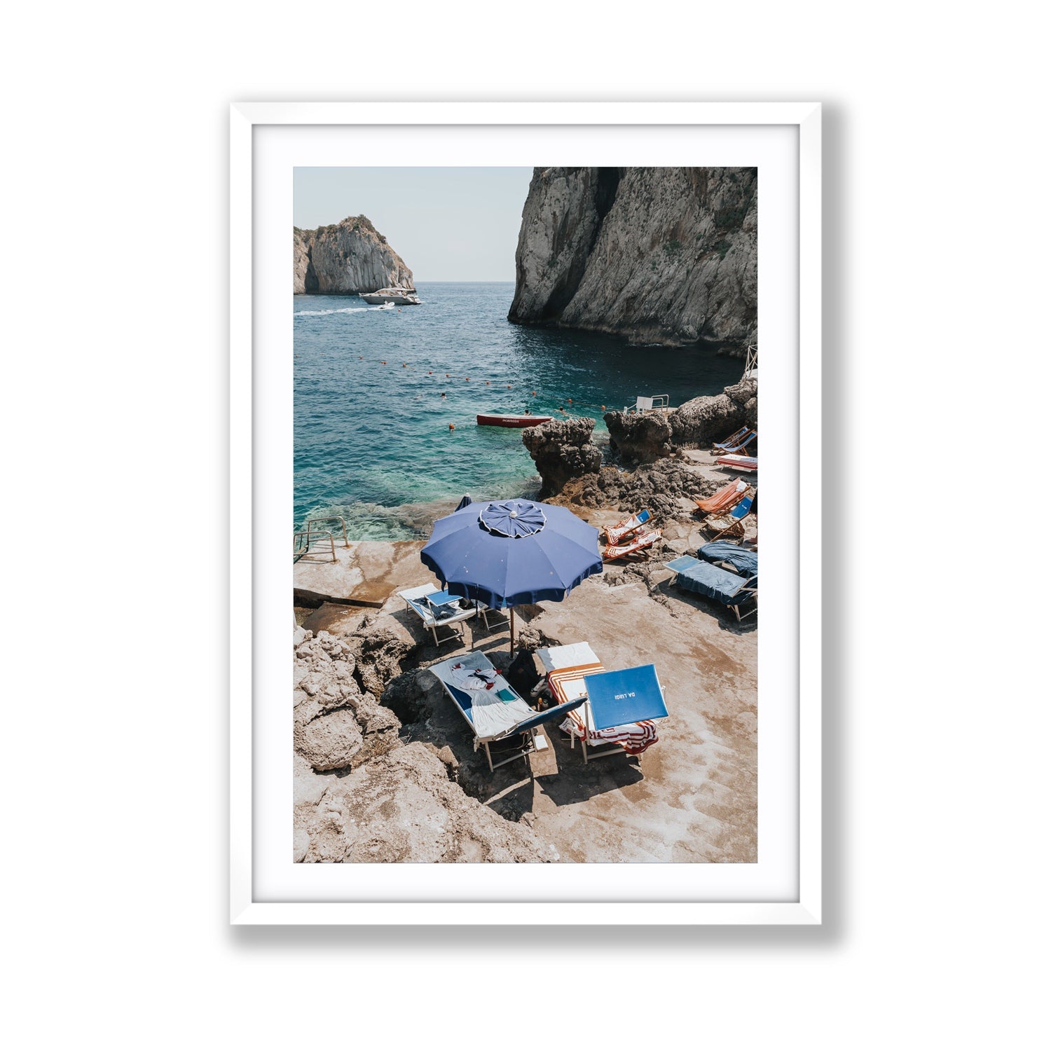 Lonely Loungers fine art print, Capri, Italy, Giant, White Frame · Matboard, Fine Art Print