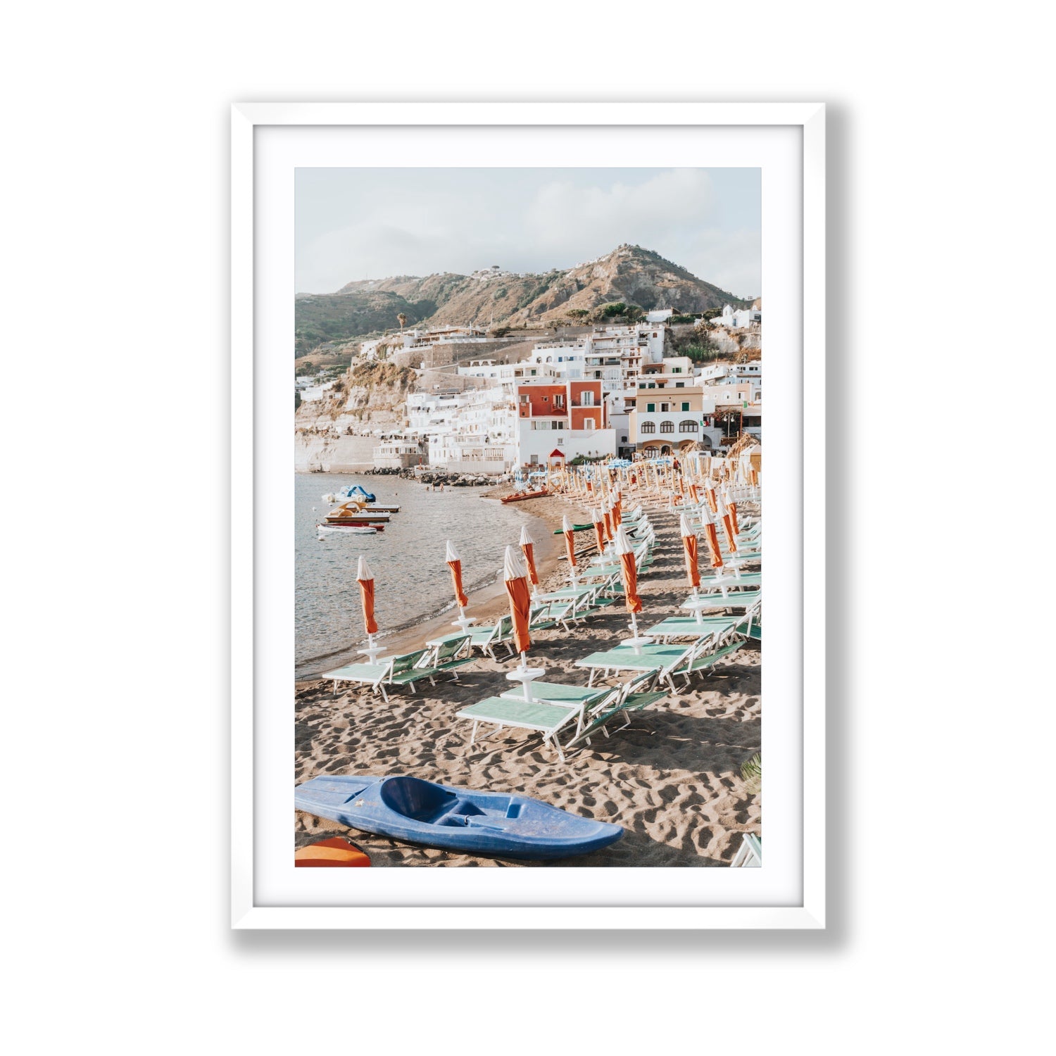 L'Isola del Paradiso Ischia Mediterranean wall art Giant fine art print in white frame with matboard