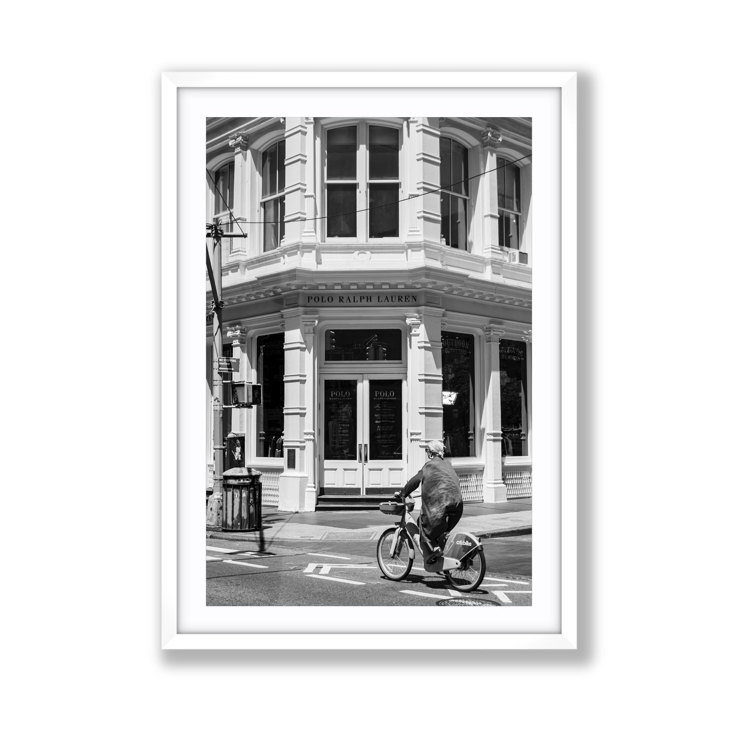Downtown Rider New York NYC Black & White wall art Giant fine art print in white frame with matboard
