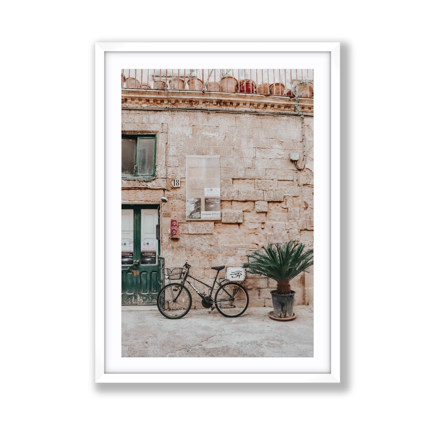 Salento Streets Puglia Lecce Italian wall art Giant fine art print in white frame with matboard