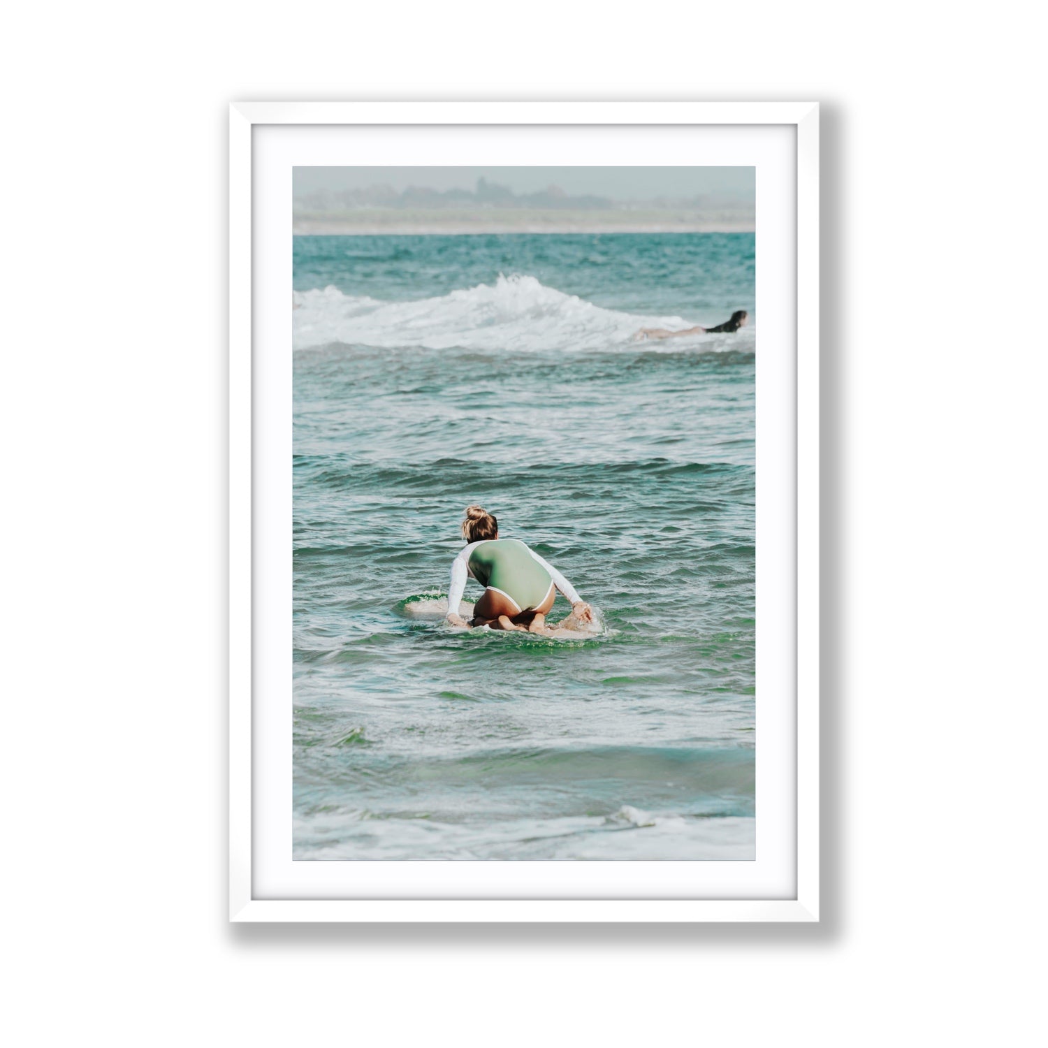 Quincy Byron Bay Surf coastal wall art Giant fine art print in white frame with matboard