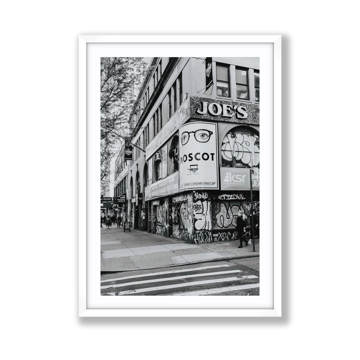 Lower East Side Murals New York NYC Black & White wall art Giant fine art print in white frame with matboard