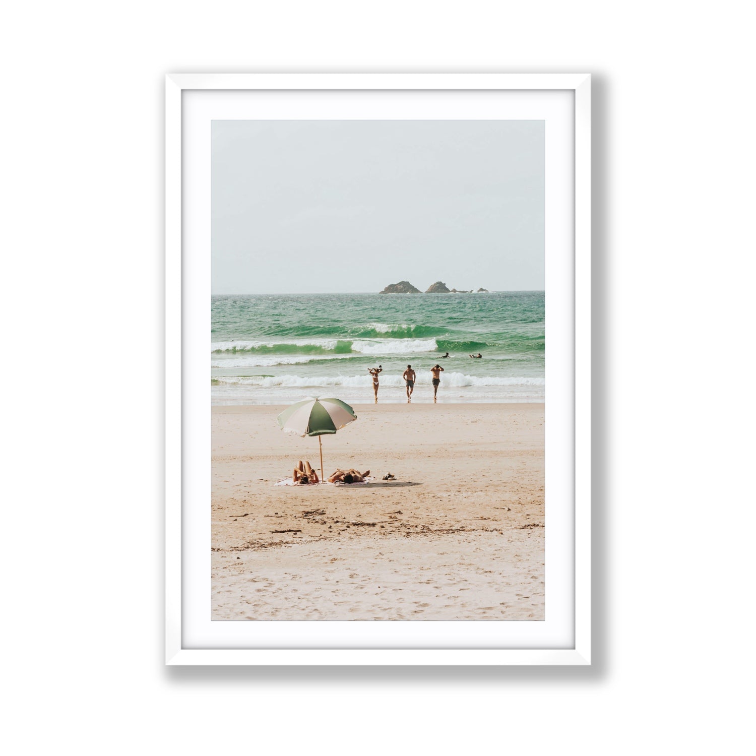 Escape The Ordinary Byron Bay coastal decor wall art Giant fine art print in white frame with matboard