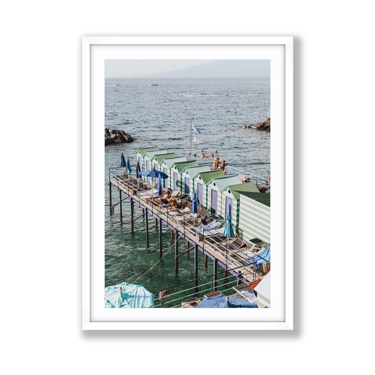 Cabine da Spiaggia fine art print, Sorrento, Italy, Giant, White Frame · Matboard, Fine Art Print
