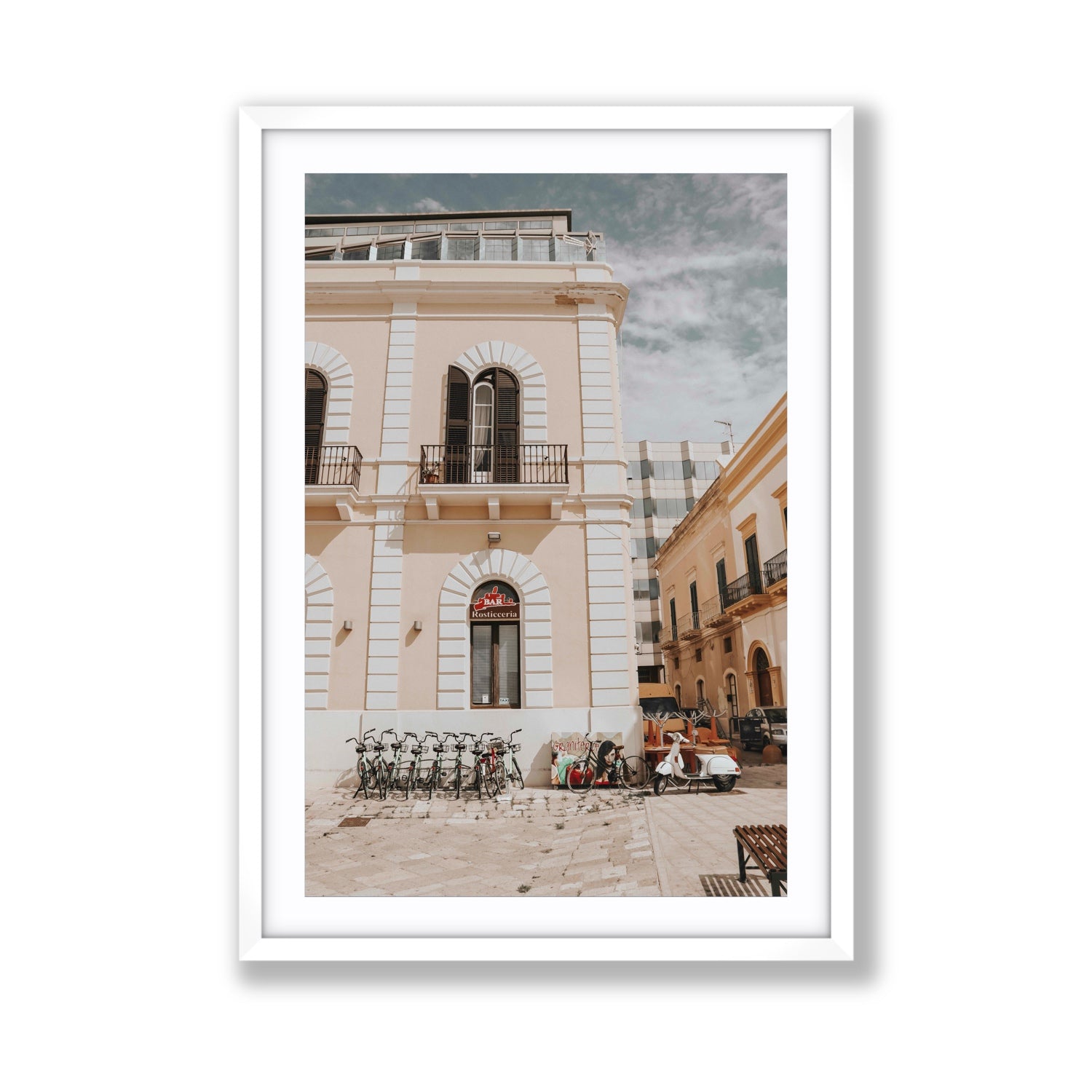 Rosticceria Puglia Italian wall art Giant fine art print in white frame with matboard