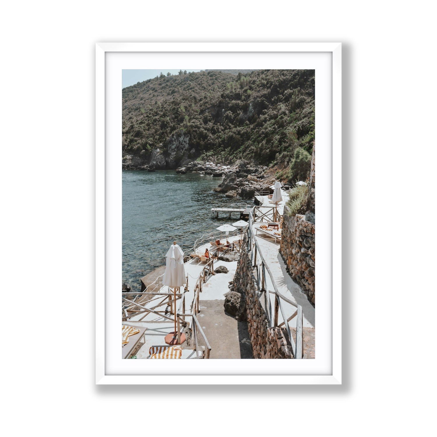 L'Estate Tuscany coastal Italian wall art Giant fine art print in white frame with matboard