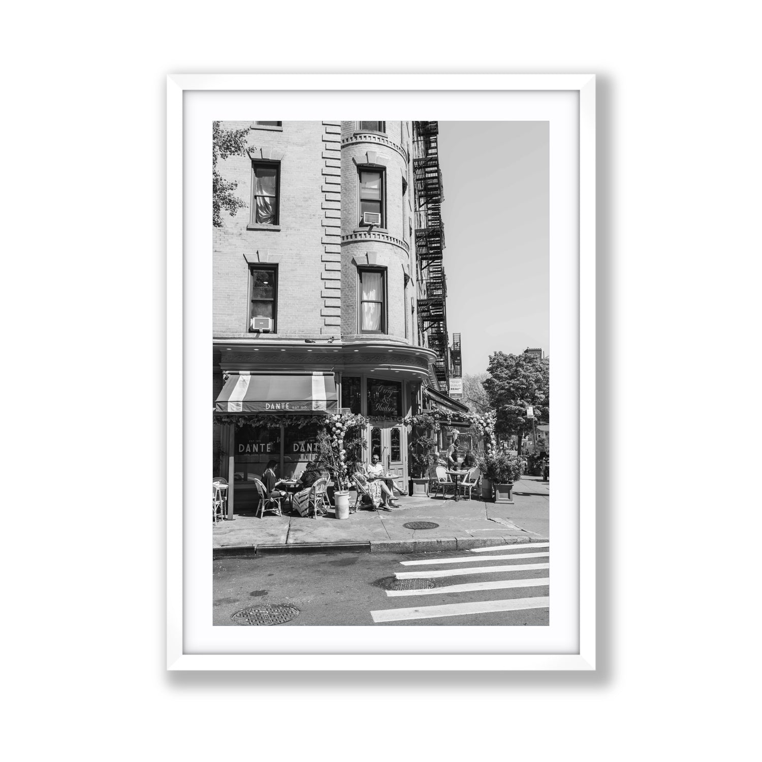 Sunny Soiree New York NYC Black & White wall art Giant fine art print in white frame with matboard