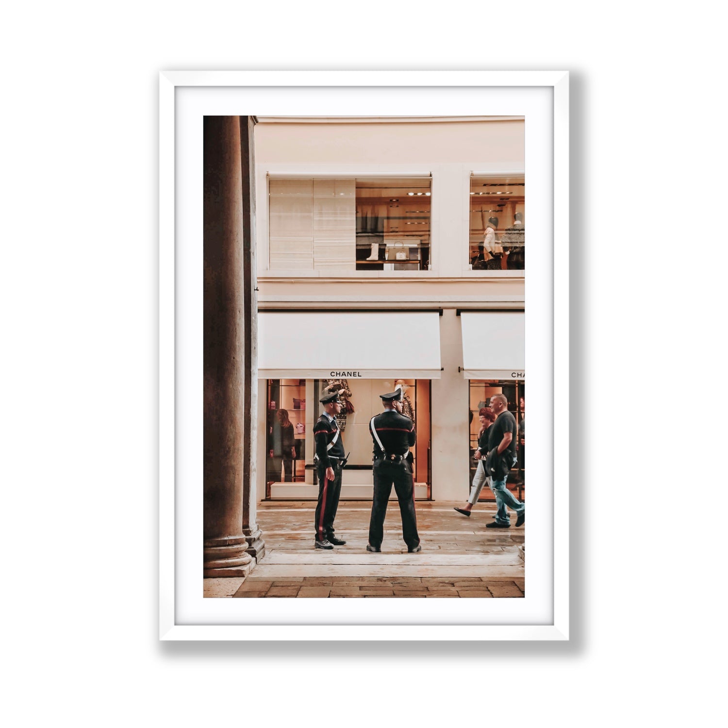 Style Police Venice Italian wall art Giant fine art print in white frame with matboard