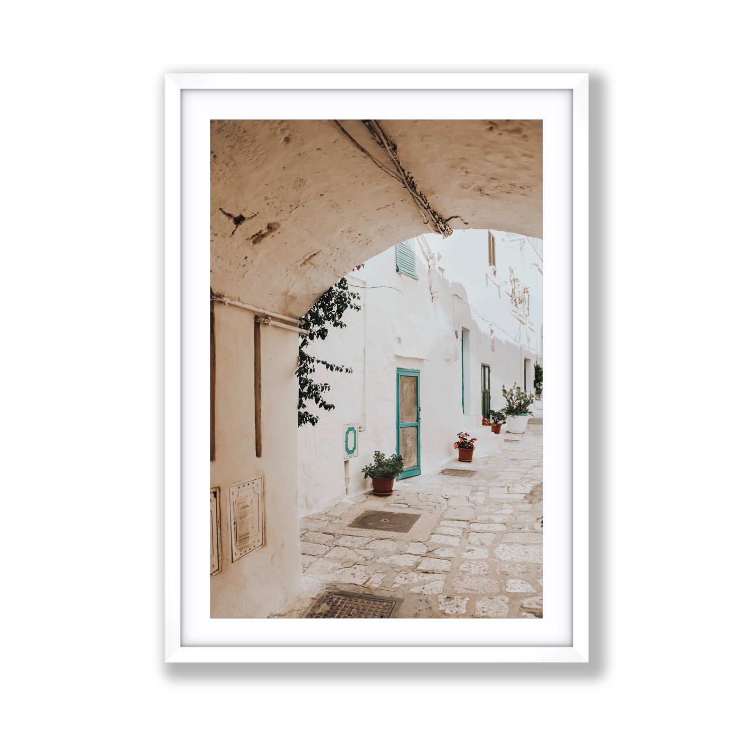 La Citta Bianca Puglia La Città Bianca wall art Giant fine art print in white frame with matboard