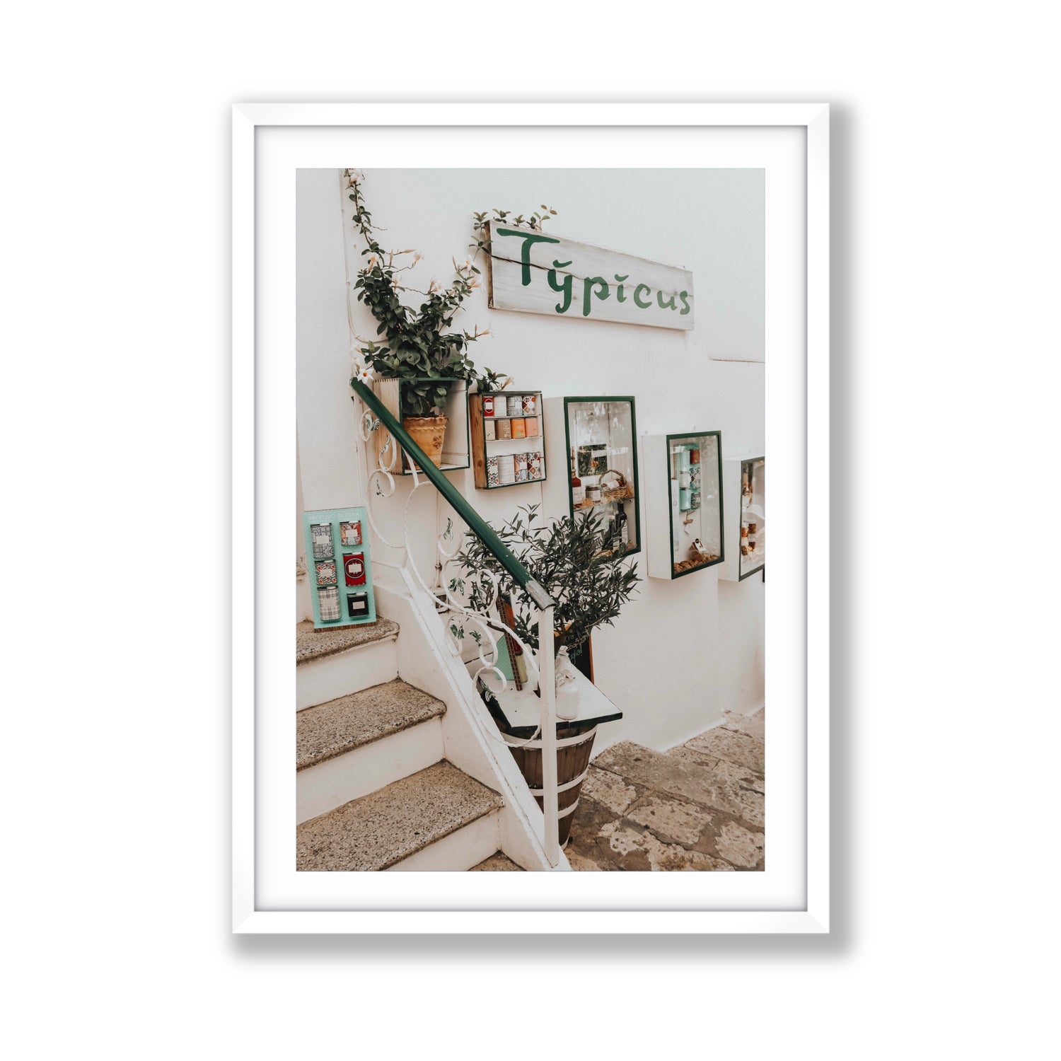 Il Negozio Puglia Ostuni wall art Giant fine art print in white frame with matboard