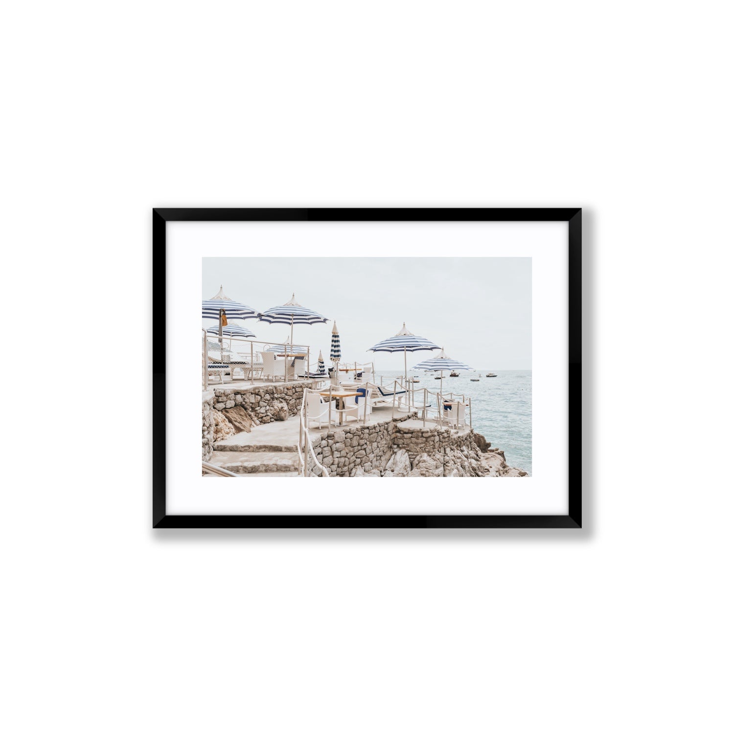 Ombrelloni fine art print, Positano, Italy, Medium, Black Frame · Matboard, Fine Art Print