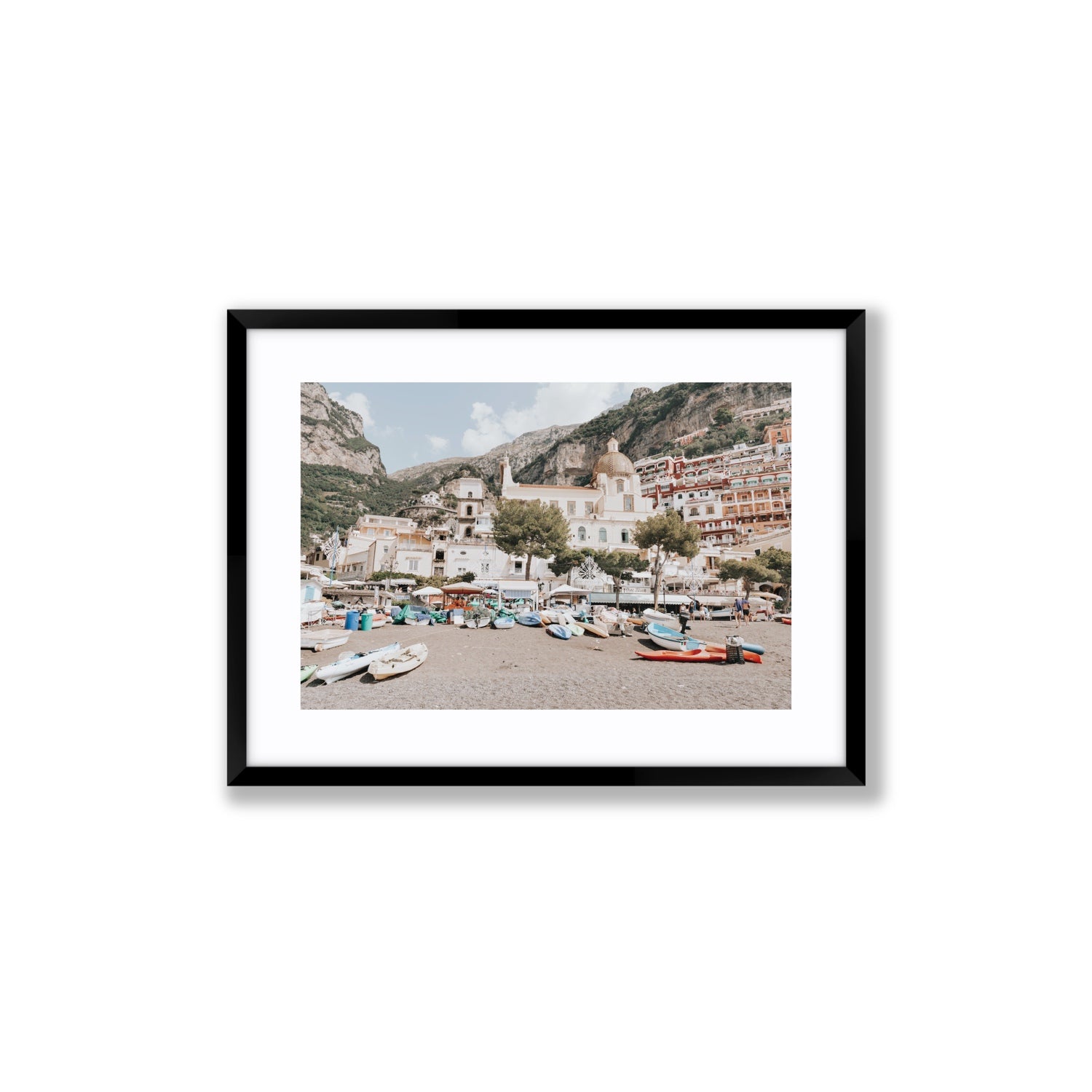 Pastel Paradise fine art print, Positano, Italy, Medium, Black Frame · Matboard, Fine Art Print