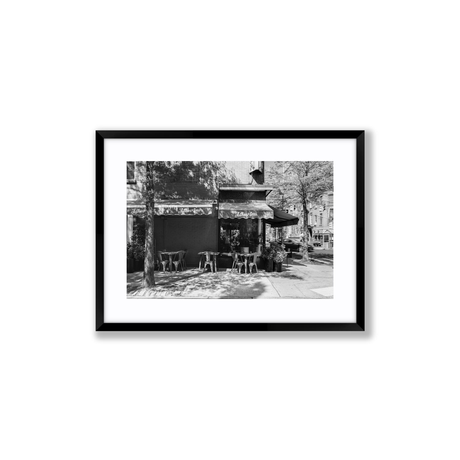 Arthur's Corner New York NYC Restaurant wall art Medium fine art print in black frame with matboard