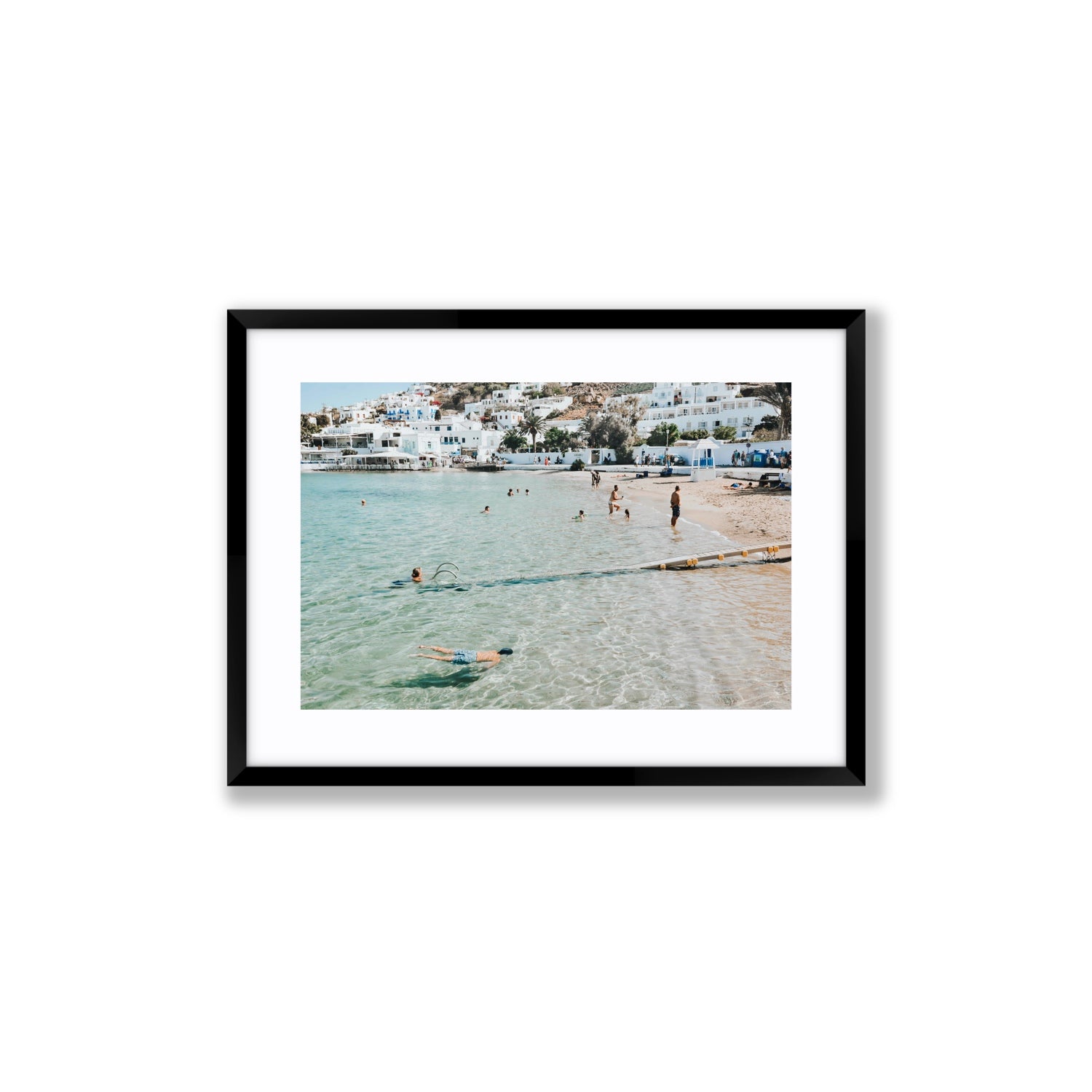 Bathe Yourself In Beauty Mykonos Greek island wall art Medium fine art print in black frame with matboard