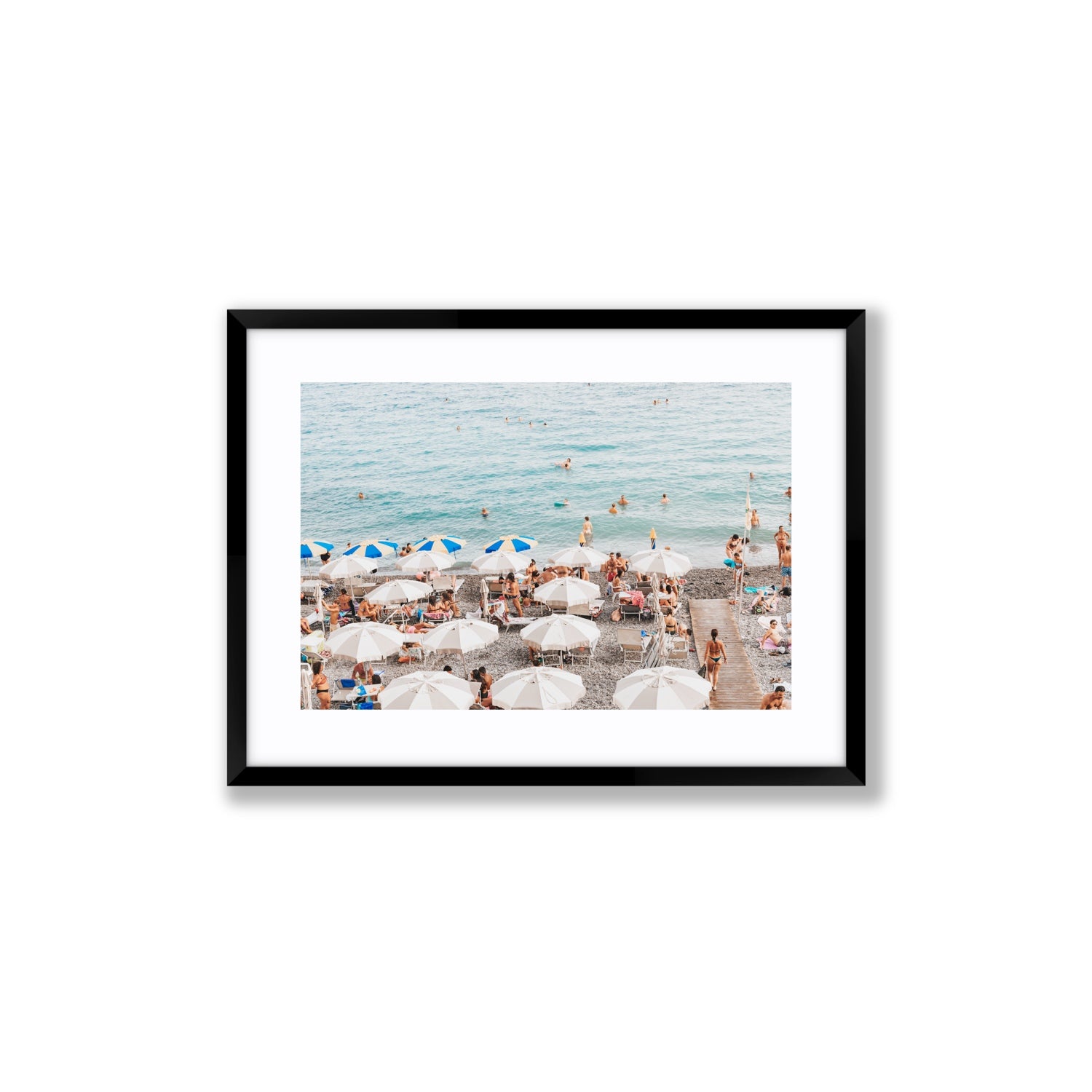 Dreamscape Amalfi Italian beach wall art Medium fine art print in black frame with matboard