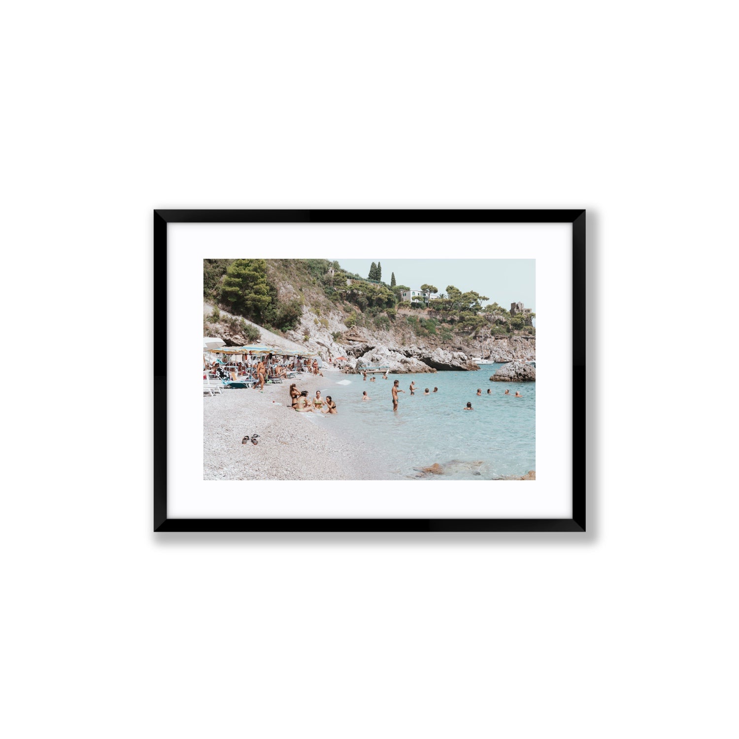 La Vacanza Amalfi Mediterranean wall art Medium fine art print in black frame with matboard