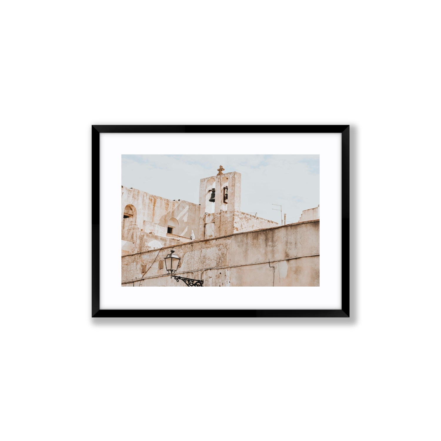 Ancient Bells Puglia Gallipoli Italian wall art Medium fine art print in black frame with matboard