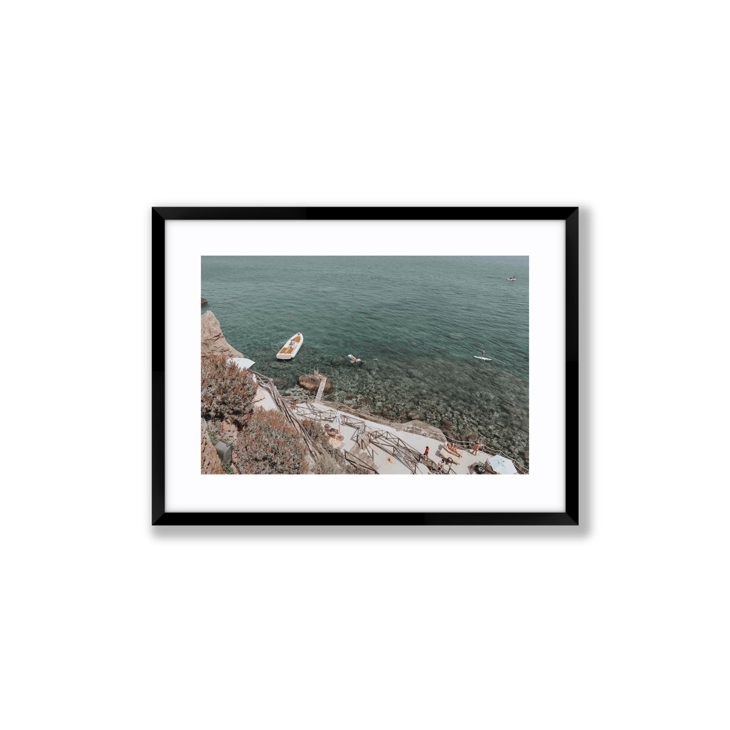 The Lagoon Tuscany coastal Italian wall art Medium fine art print in black frame with matboard
