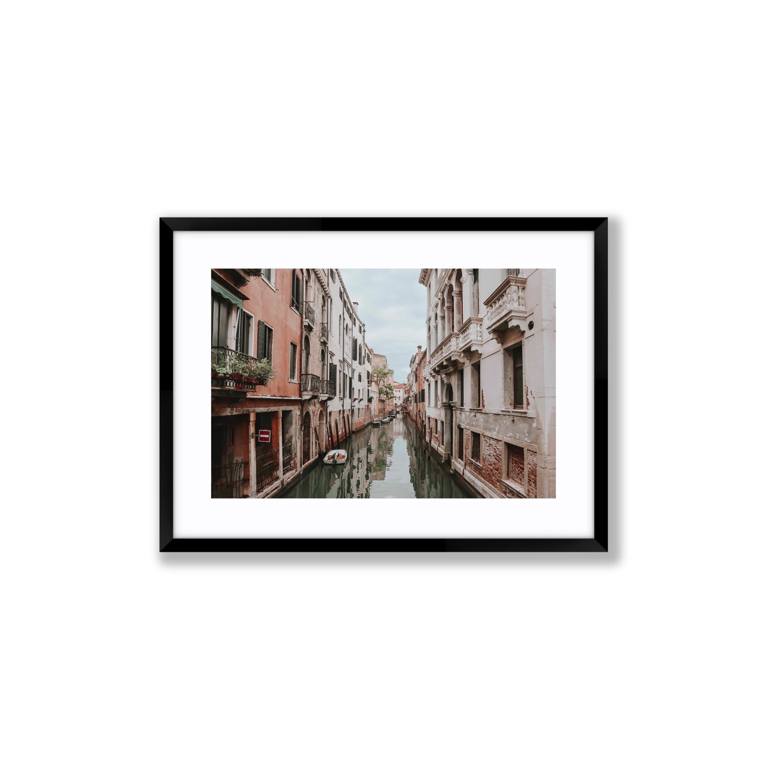 The Floating City Venice Canal Italian decor wall art Medium fine art print in black frame with matboard
