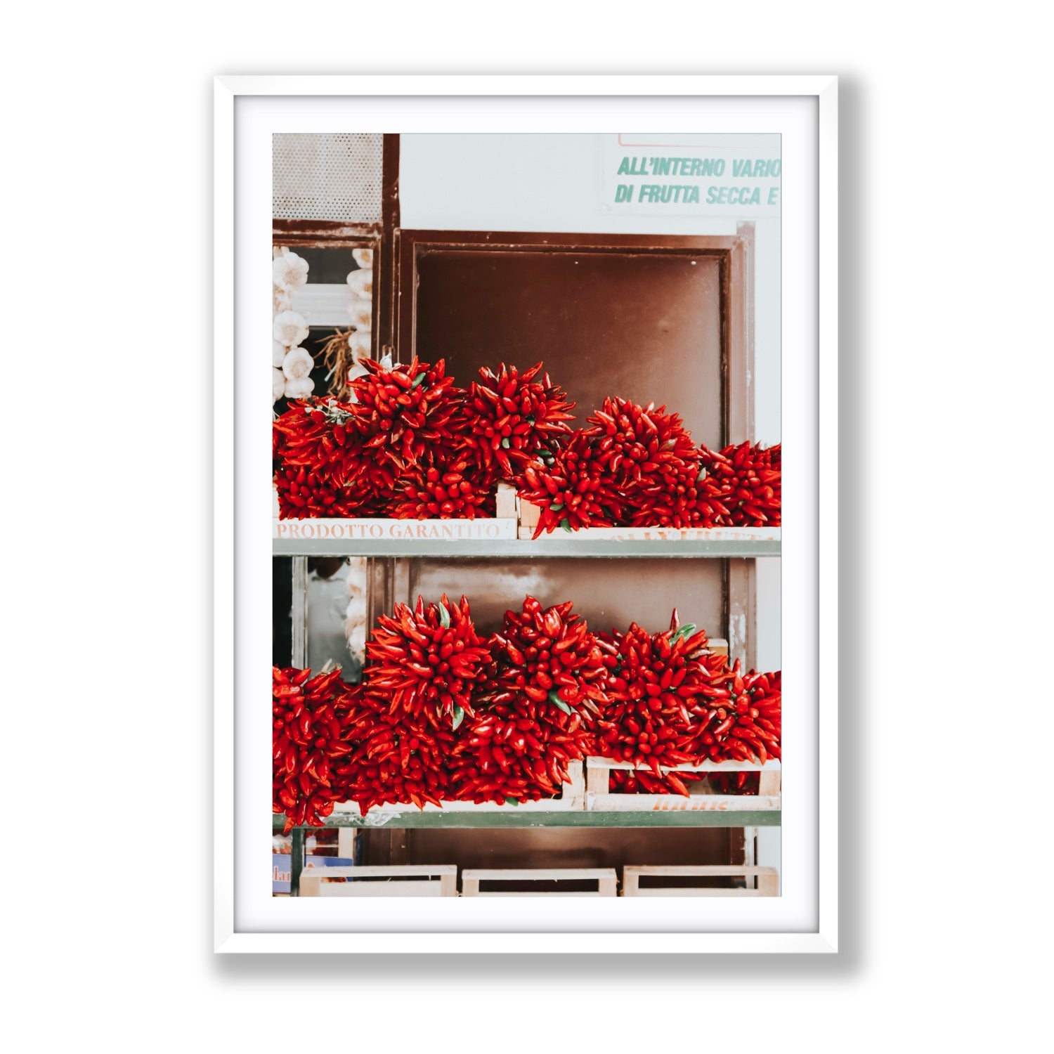 Hot Harvest Puglia Italian wall art Gallery fine art print in white frame with matboard