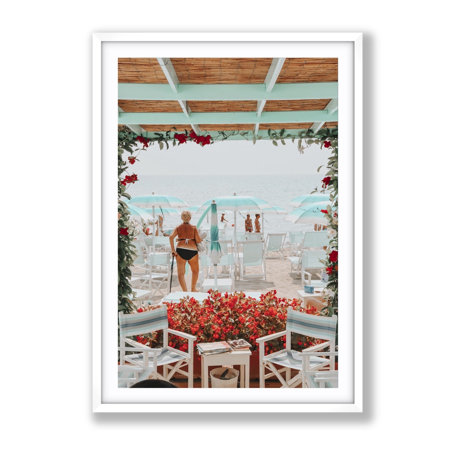 Nonna's Italian Escape Alassio Italian wall art Gallery fine art print in white frame with matboard