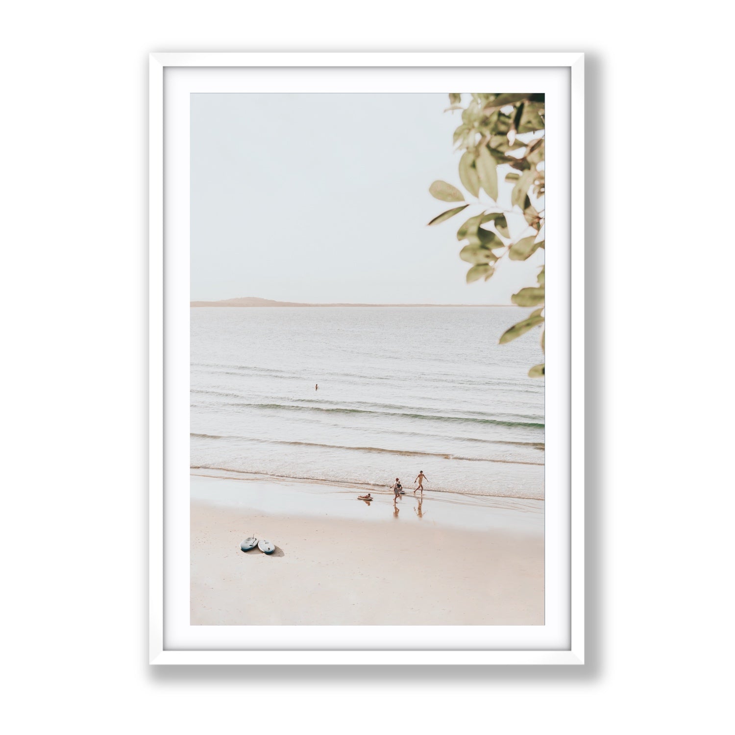 Walking On Sunshine fine art print, Noosa, Australia, coastal scenes artwork, Gallery, White Frame · Matboard, Fine Art Print