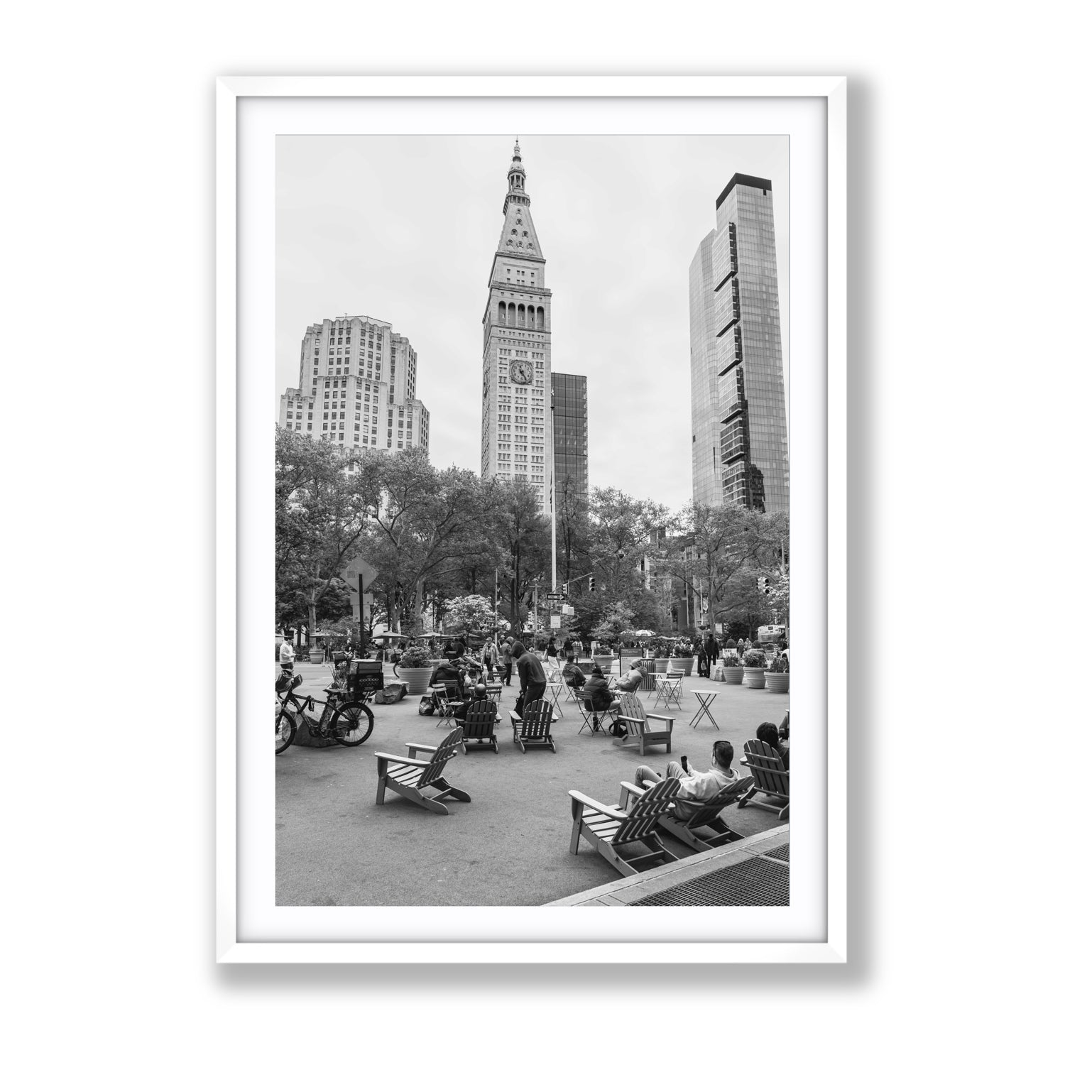 Timeless New York New York NYC Black & White wall art Gallery fine art print in white frame with matboard