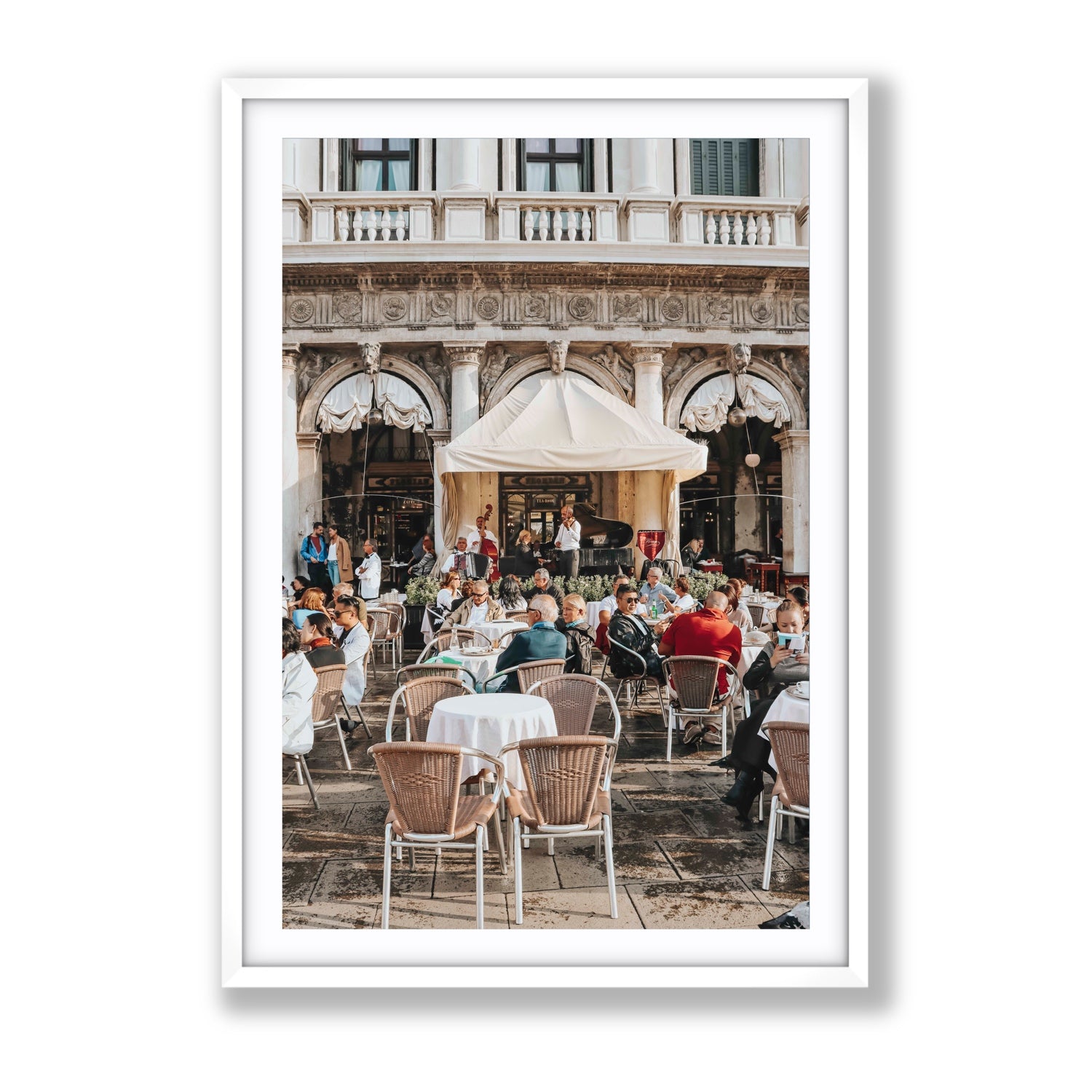 Piazza San Marco Venice Italian wall art Gallery fine art print in white frame with matboard