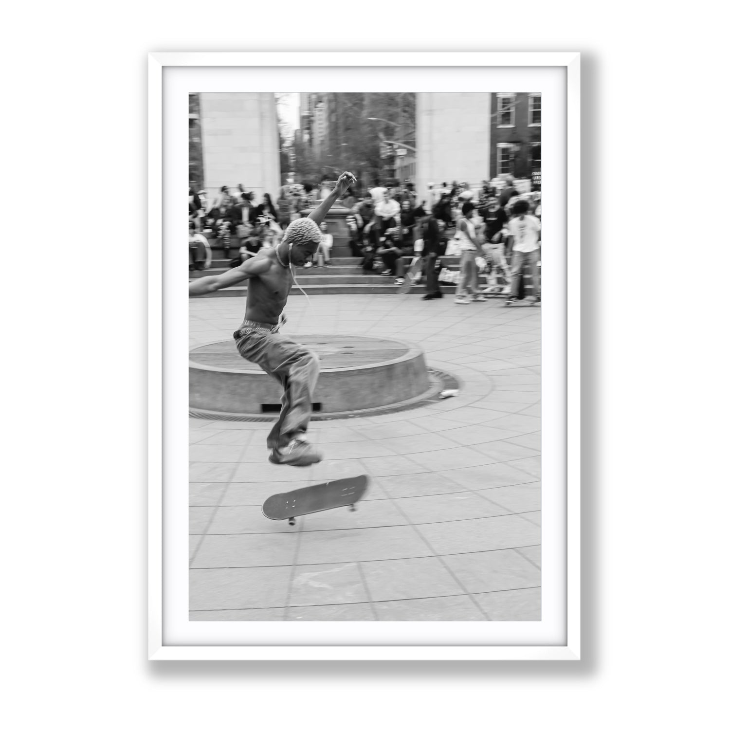 Airborne Rhythms New York NYC Black & White wall art Gallery fine art print in white frame with matboard