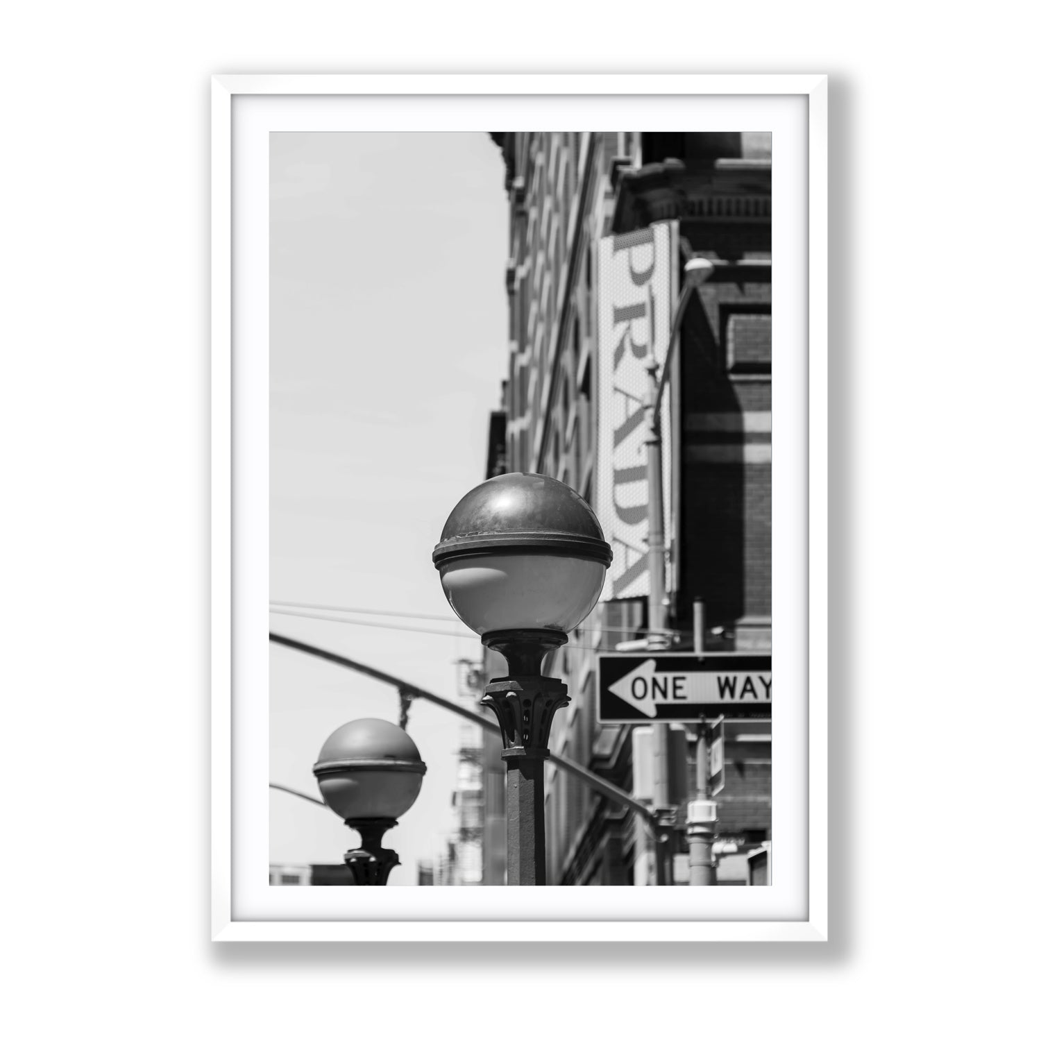 Subway Style New York NYC Black & White wall art Gallery fine art print in white frame with matboard