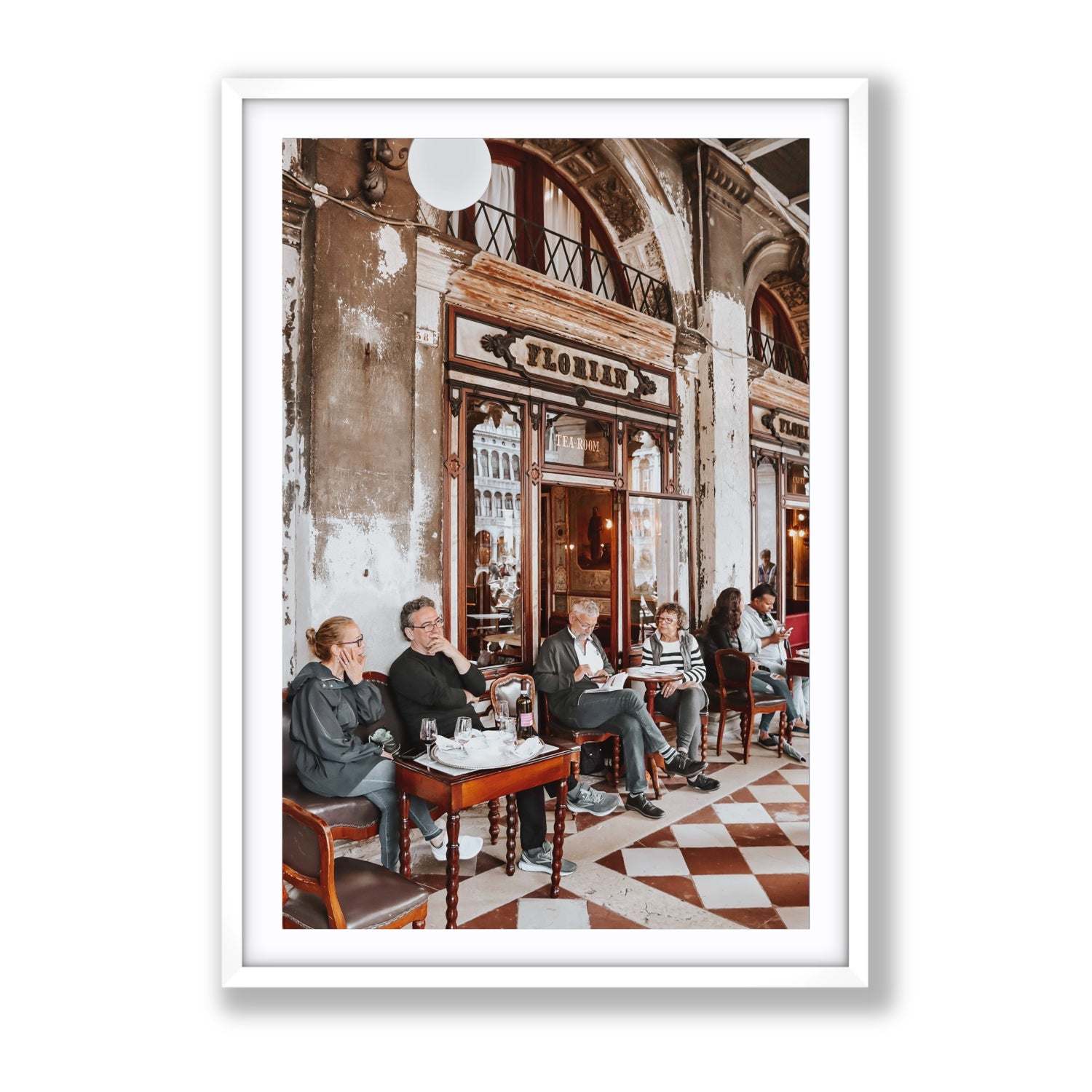 Tea Room Venice Italian wall art Gallery fine art print in white frame with matboard