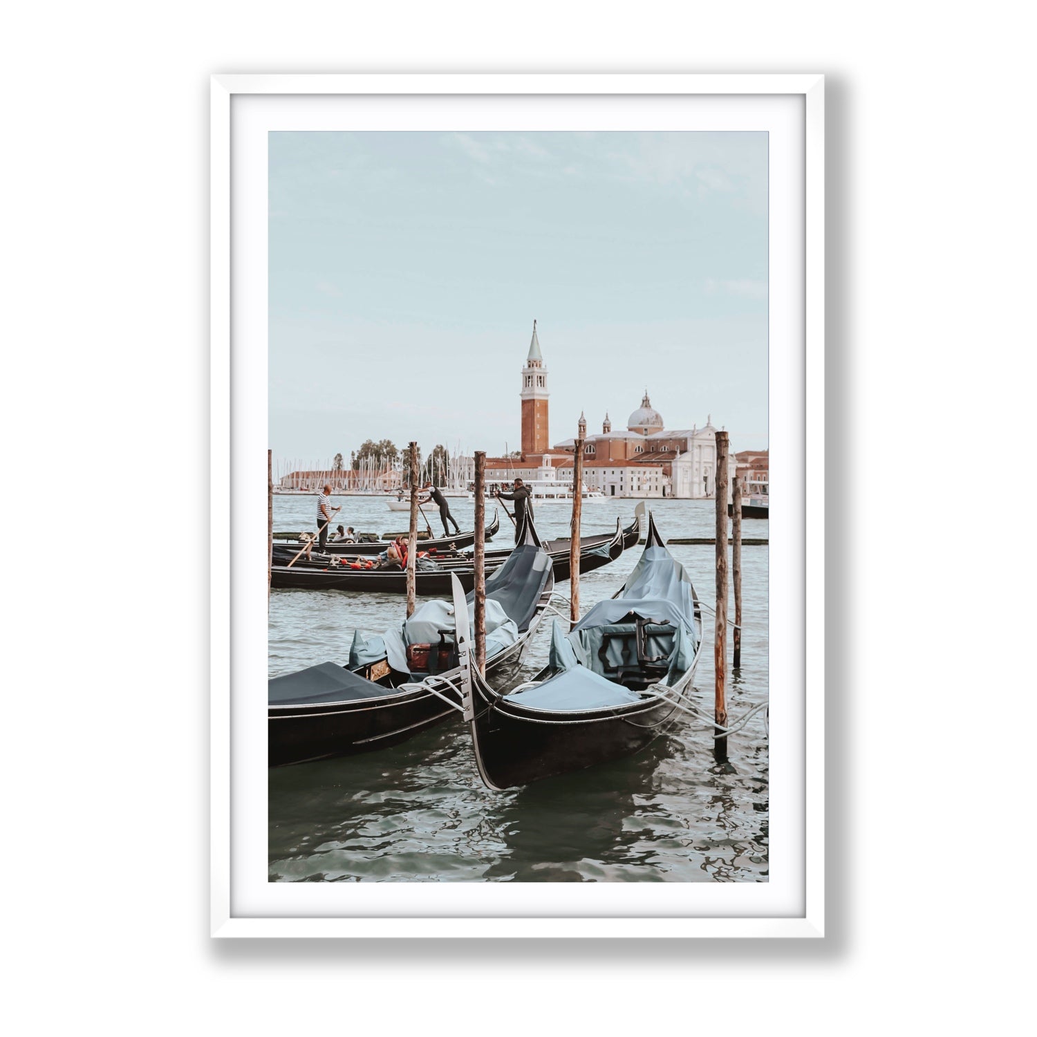 Italian Commute Venice Italian Mediterranean decor wall art Gallery fine art print in white frame with matboard
