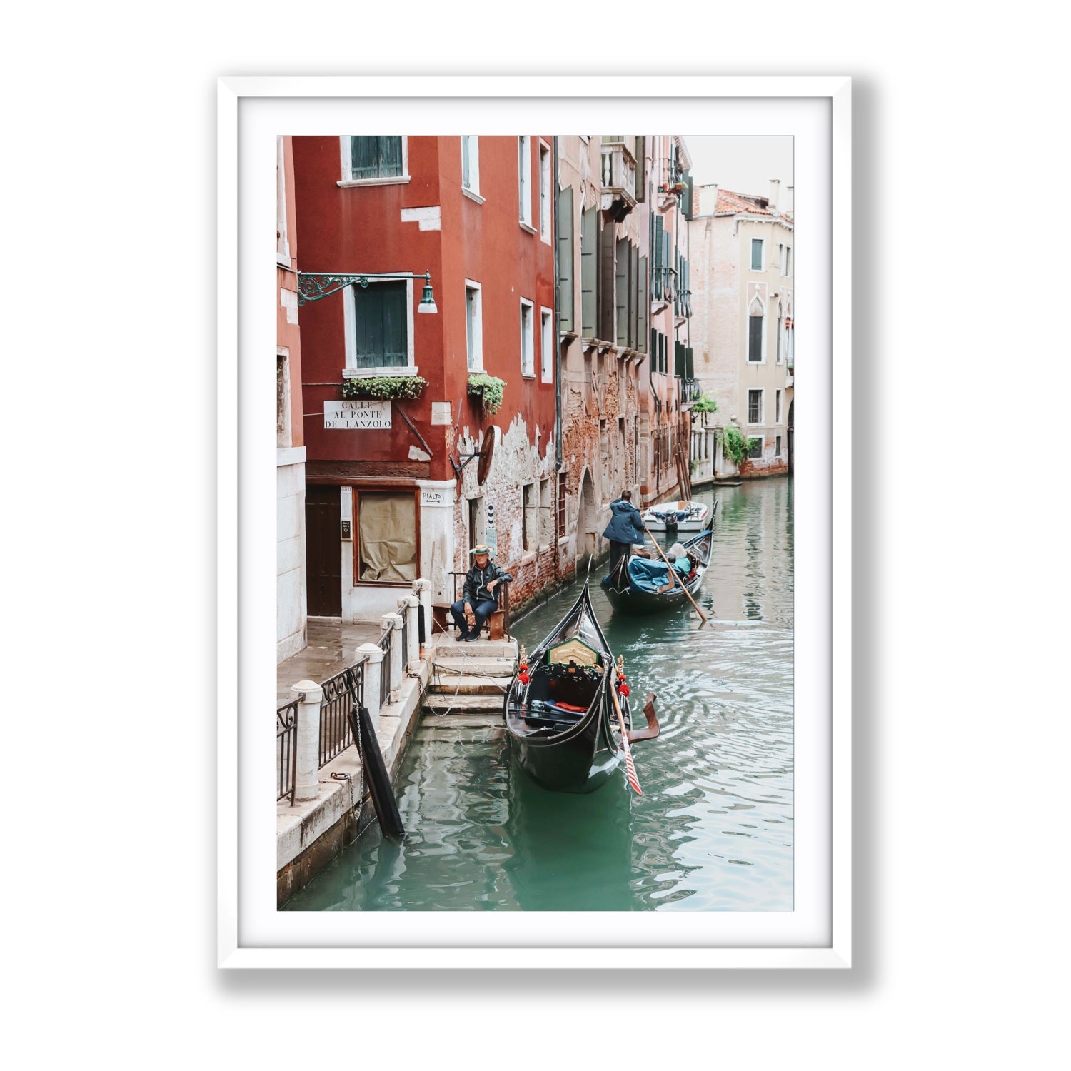 The Merchant Venice Canal Italian wall art Gallery fine art print in white frame with matboard