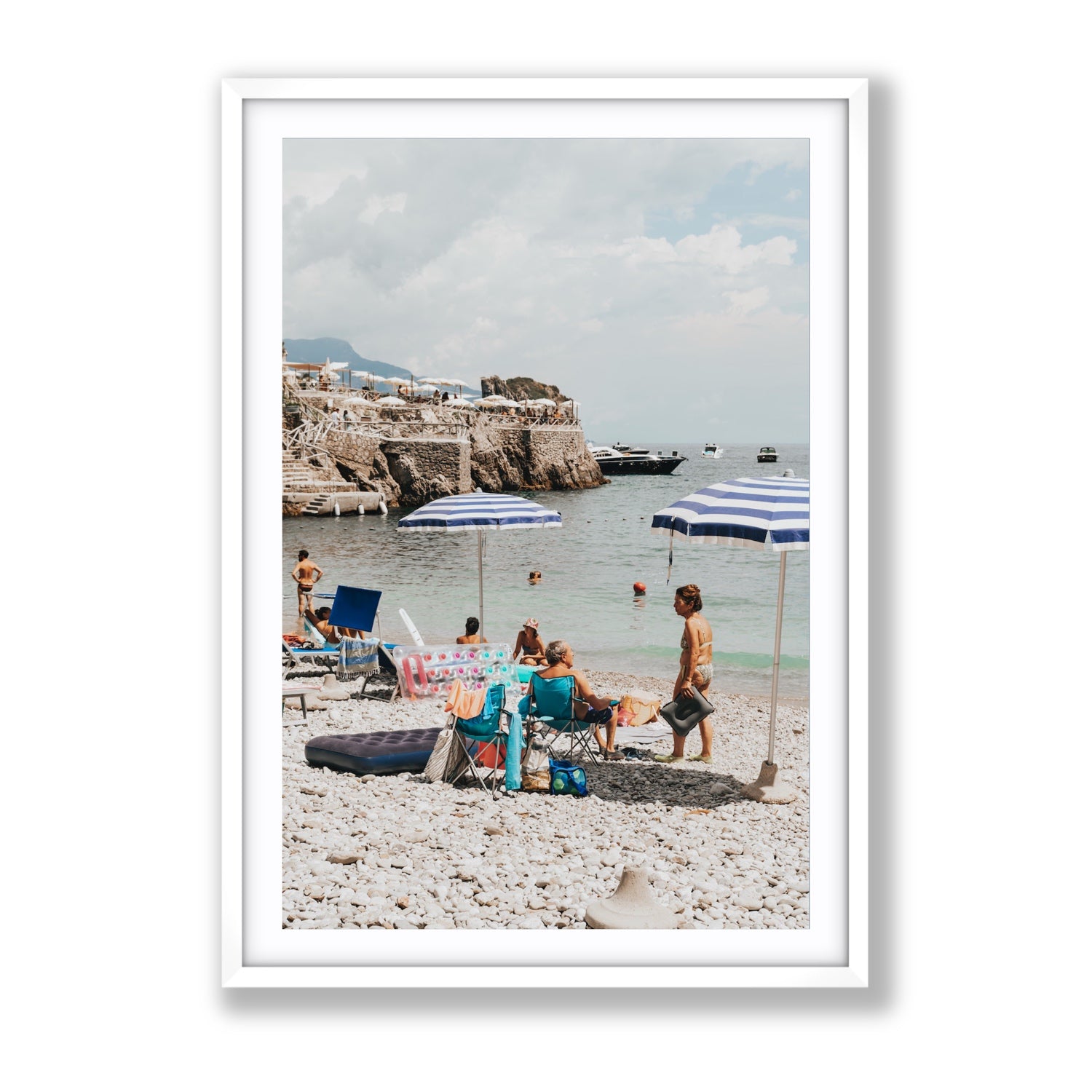 Couple Goals Nerano Amalfi Coast coastal wall art Gallery fine art print in white frame with matboard