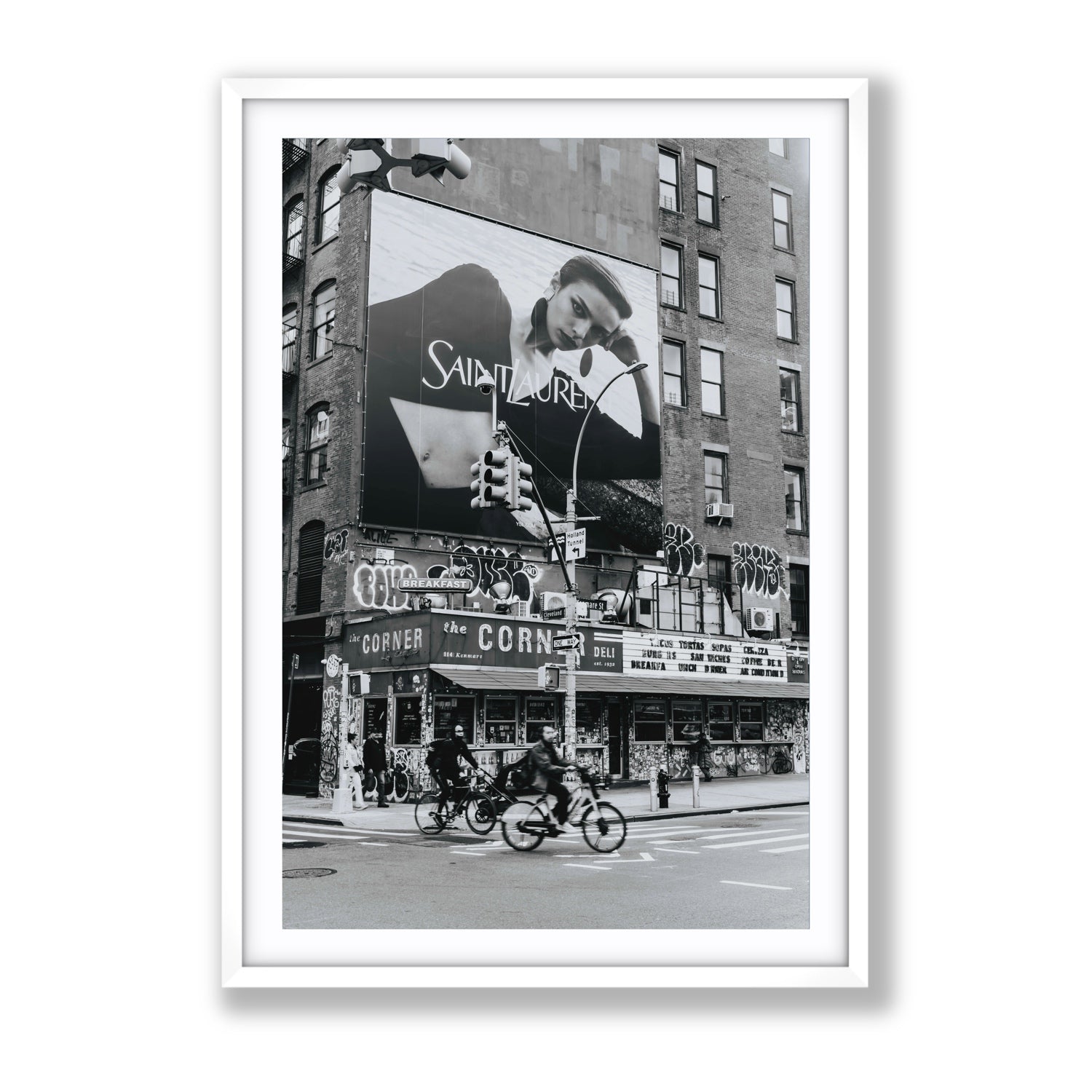 Runway To Rooftops New York NYC Black & White wall art Gallery fine art print in white frame with matboard