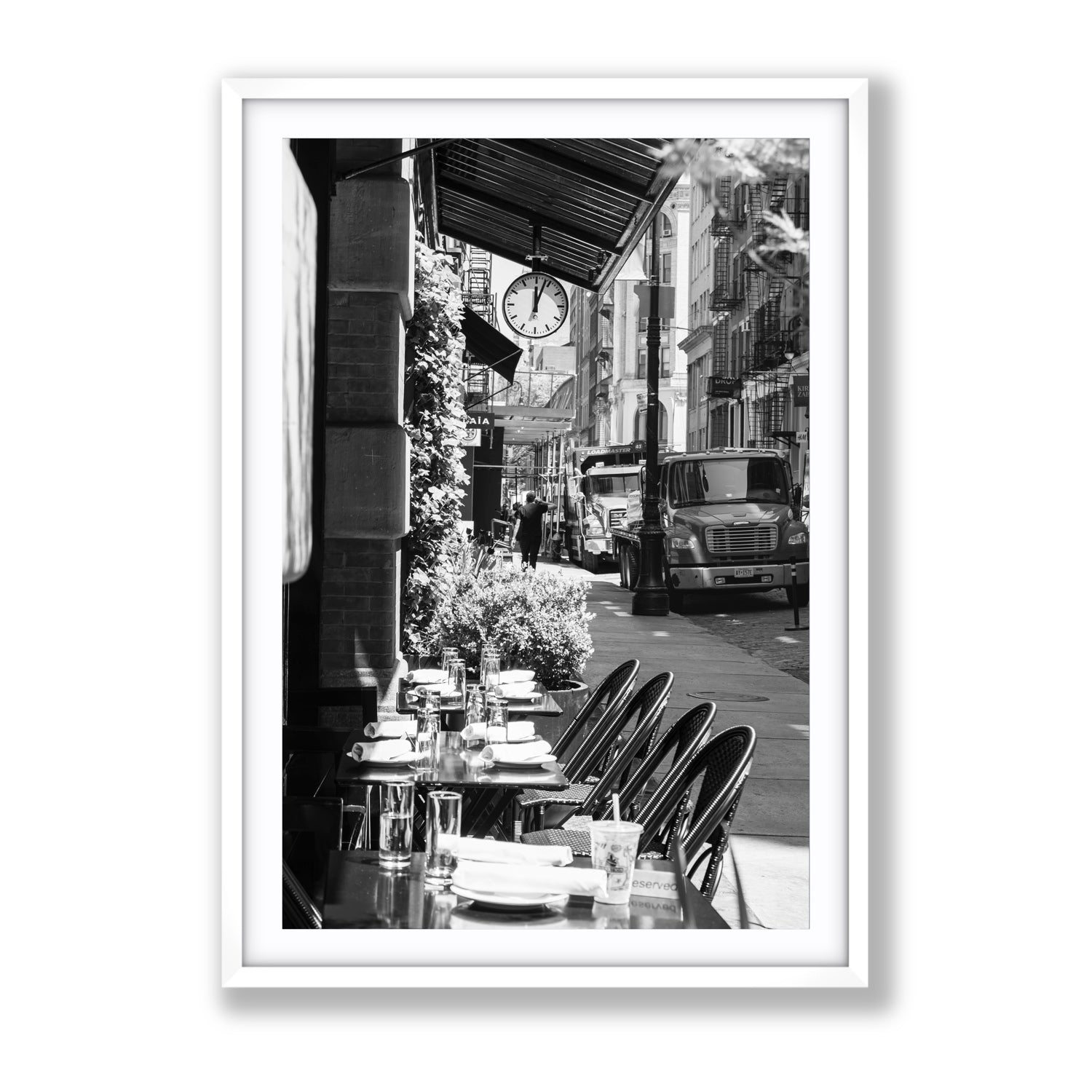 Mercer Street New York NYC Black & White wall art Gallery fine art print in white frame with matboard
