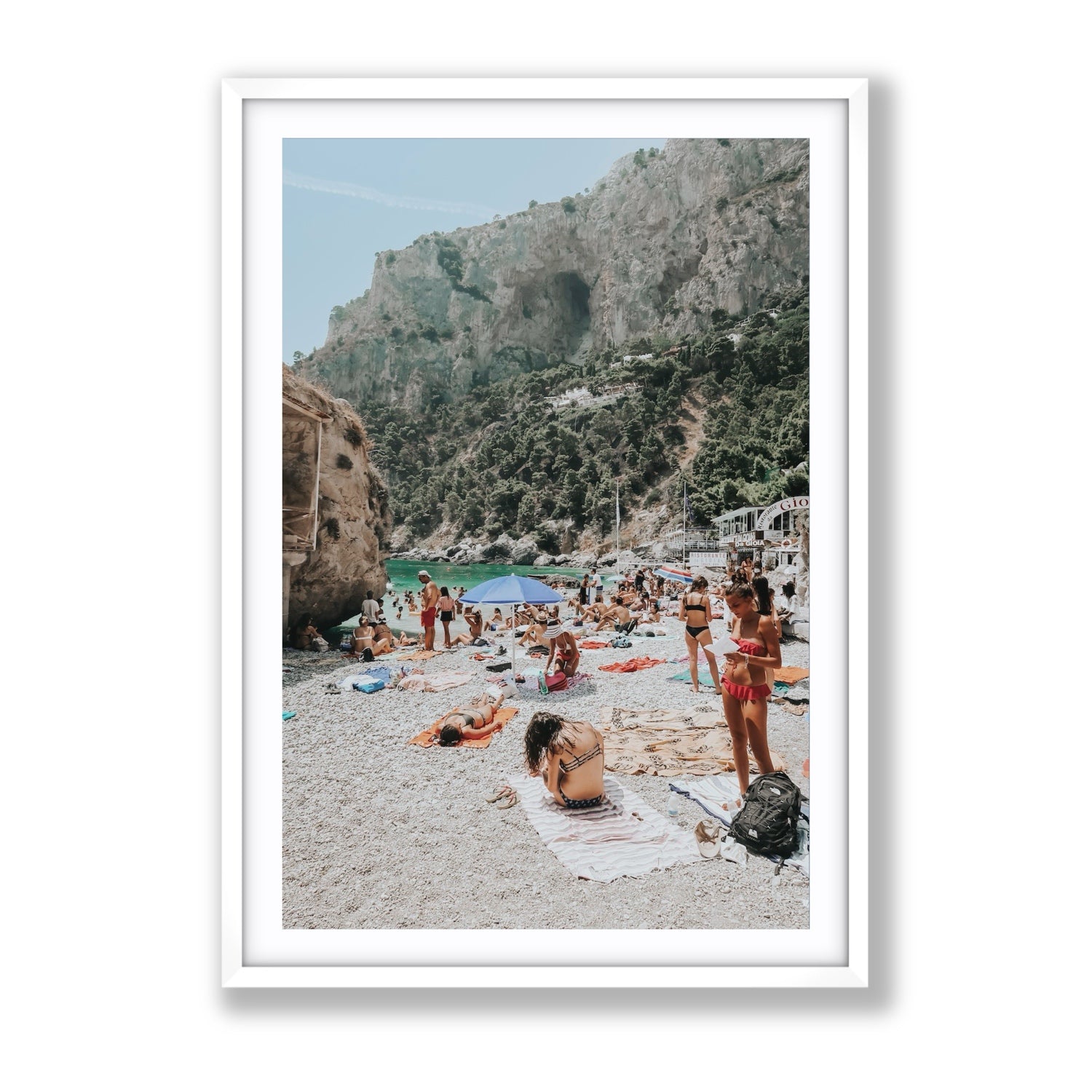 Marina Piccola Capri Mediterranean wall art Gallery fine art print in white frame with matboard