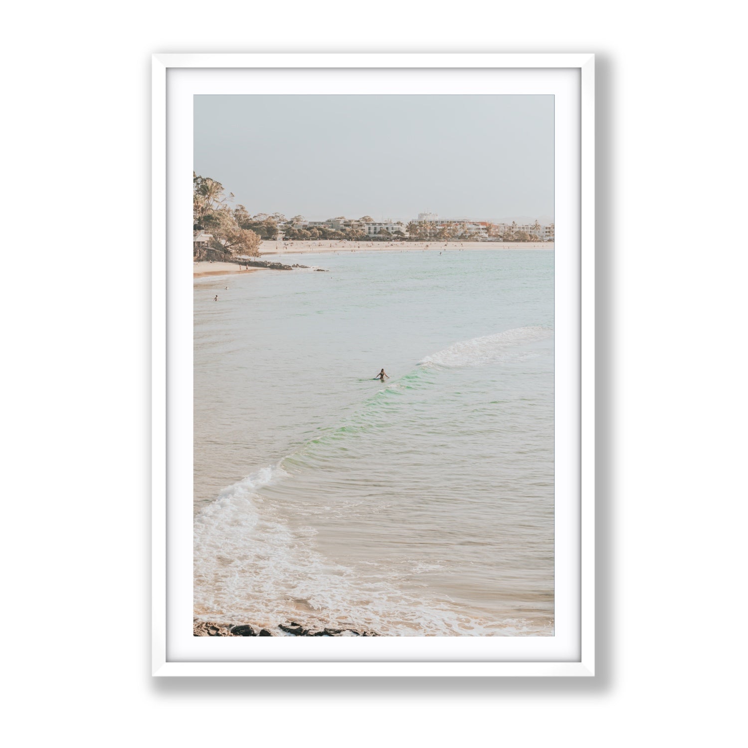 Salt Reverie fine art print, Noosa, Australia, coastal scenes artwork, Gallery, White Frame · Matboard, Fine Art Print