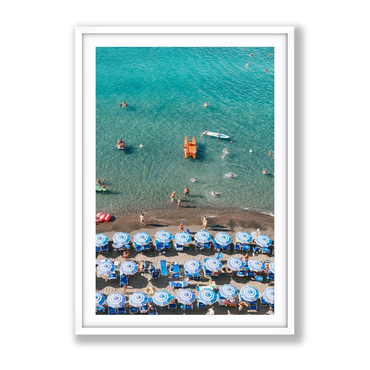 Aquamarine Oasis Sorrento Italian coastal wall art Gallery fine art print in white frame with matboard