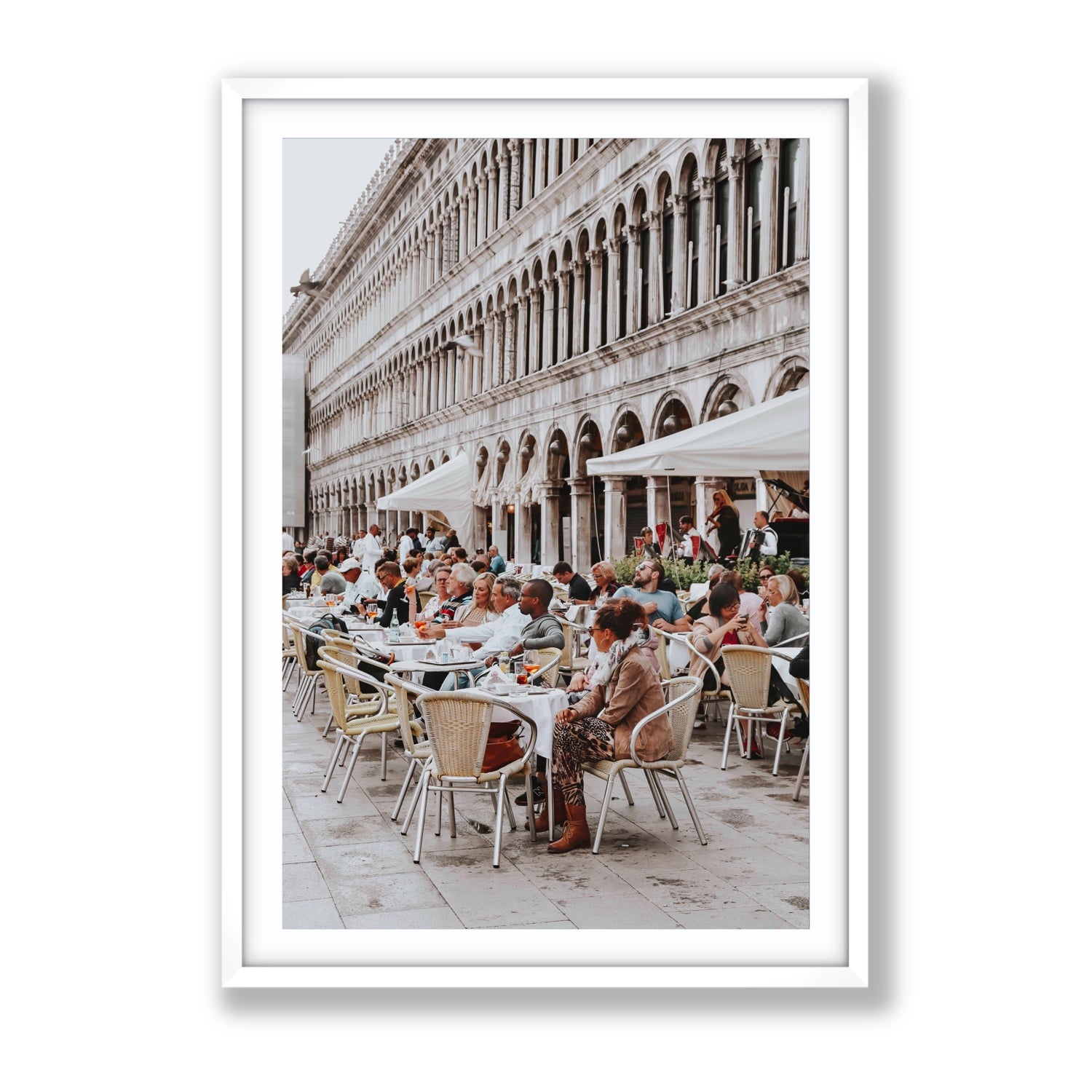 Lunchbreak Venice Italian wall art Gallery fine art print in white frame with matboard