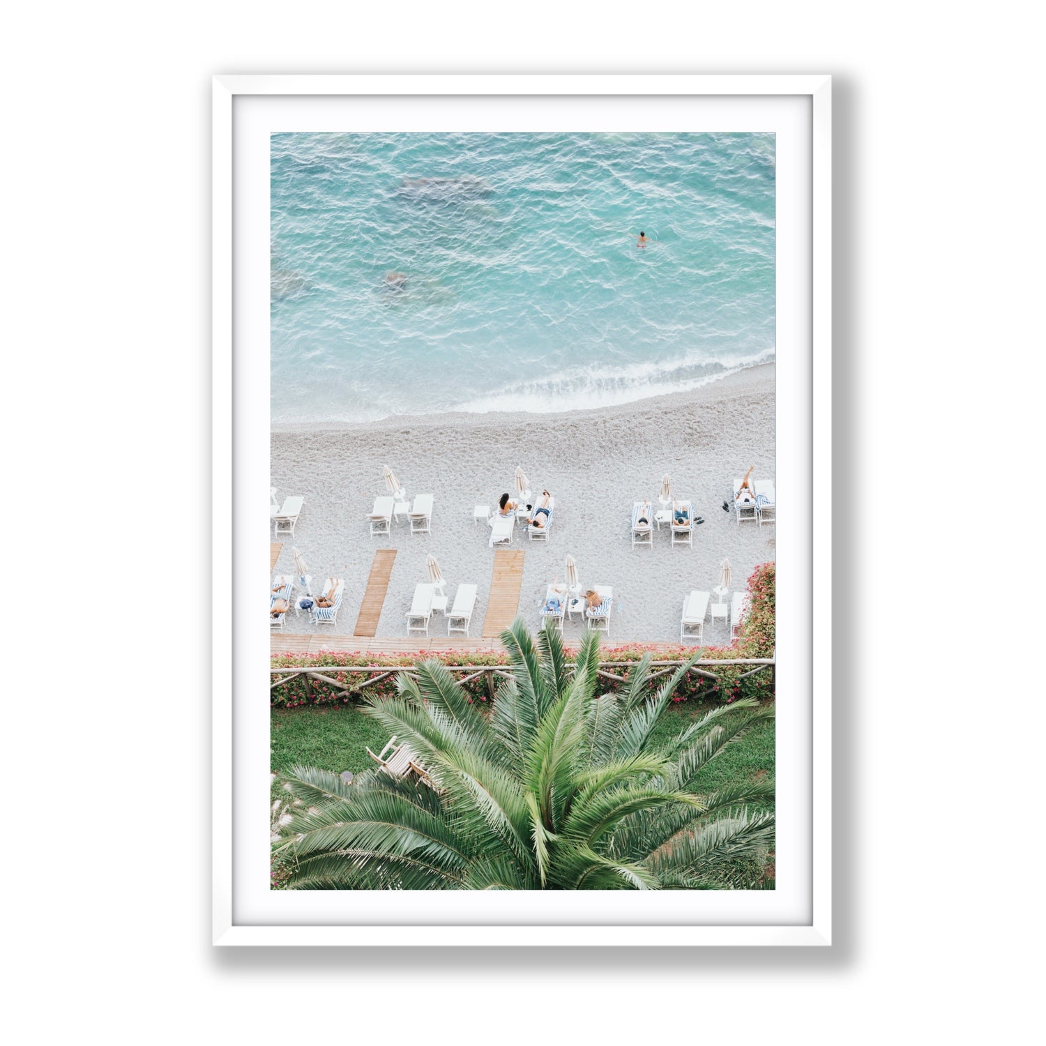 Paradiso Amalfi Mediterranean wall art Gallery fine art print in white frame with matboard