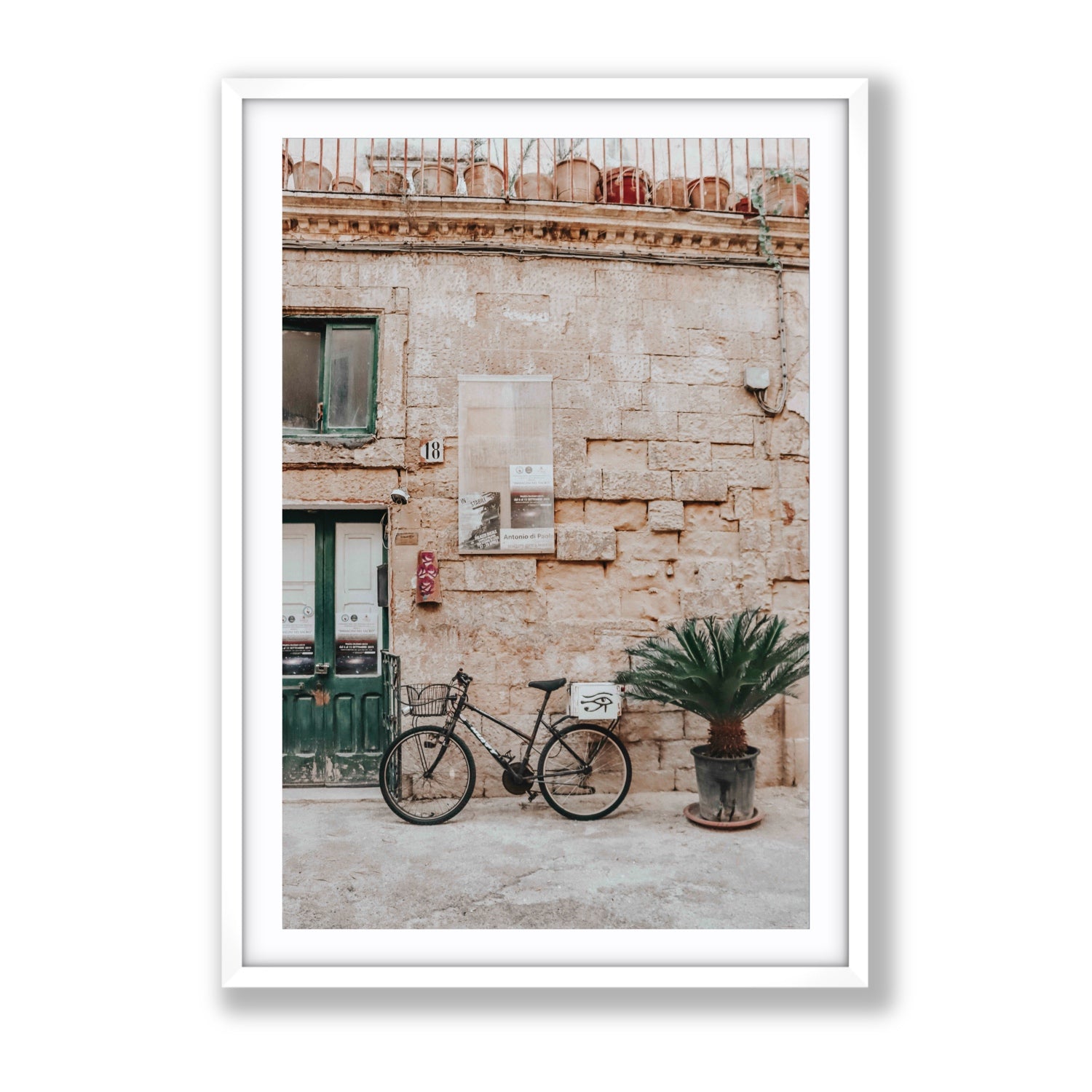 Salento Streets Puglia Lecce Italian wall art Gallery fine art print in white frame with matboard