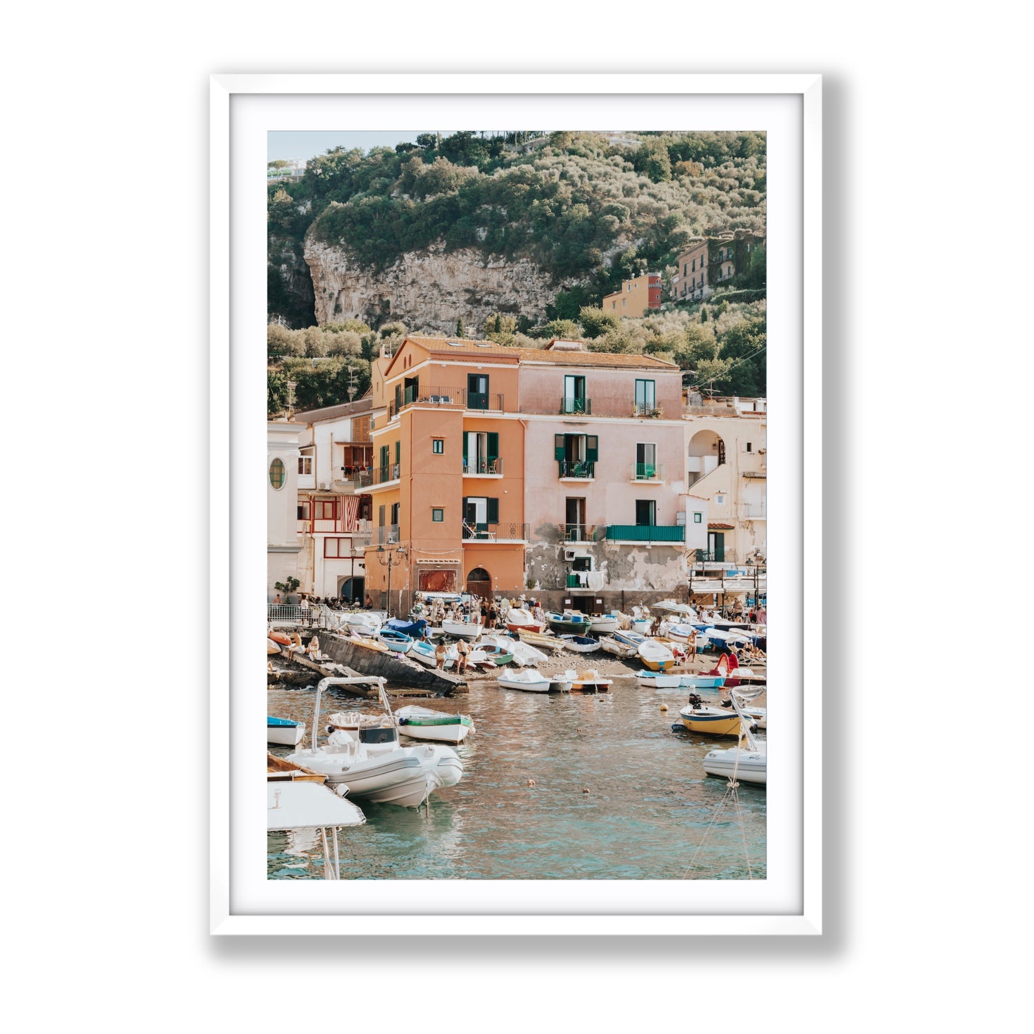 Boatyard Bliss fine art print, Sorrento, Italy, Gallery, White Frame · Matboard, Fine Art Print