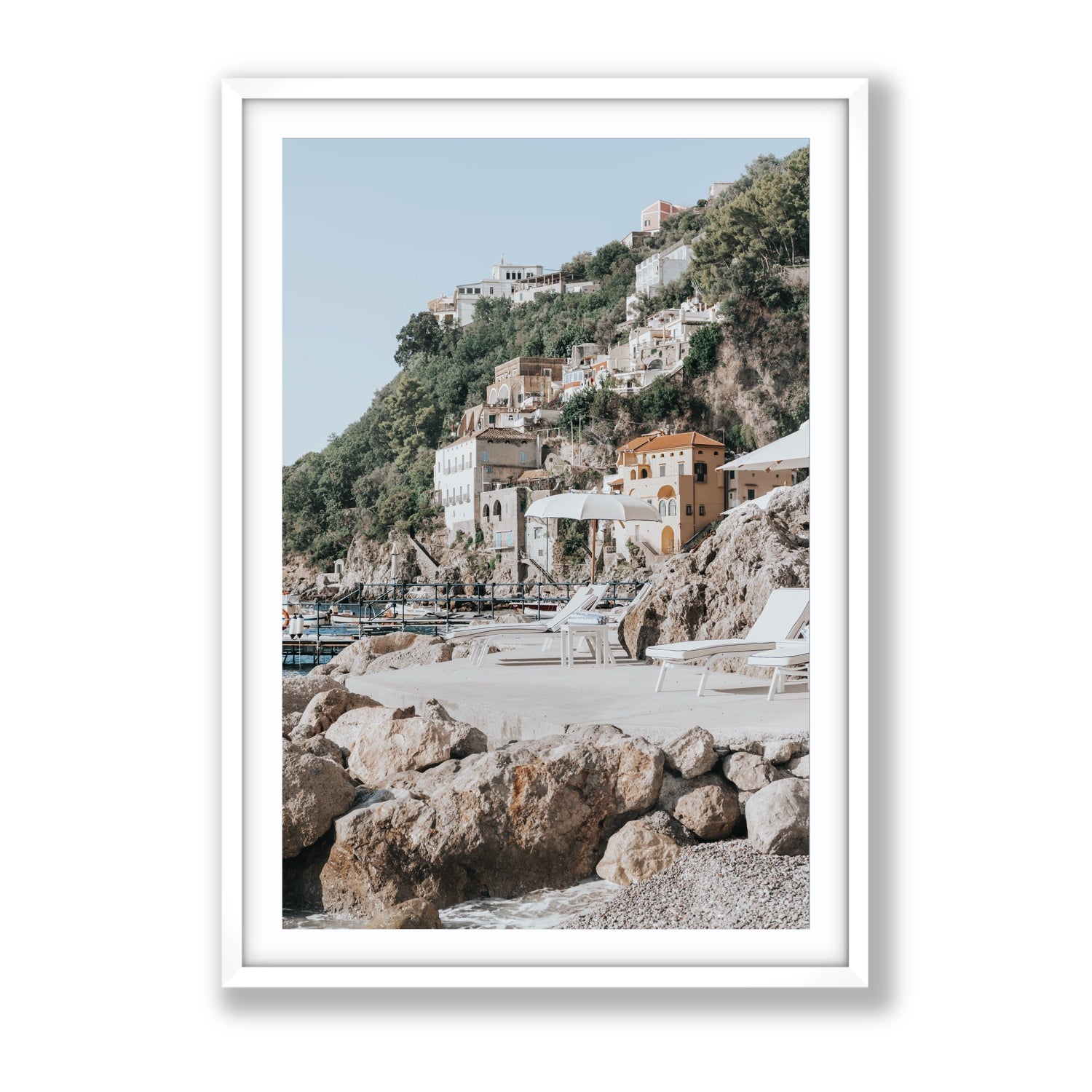 Dolce Coast Amalfi travel photography wall art gallery fine art print in white frame with matboard