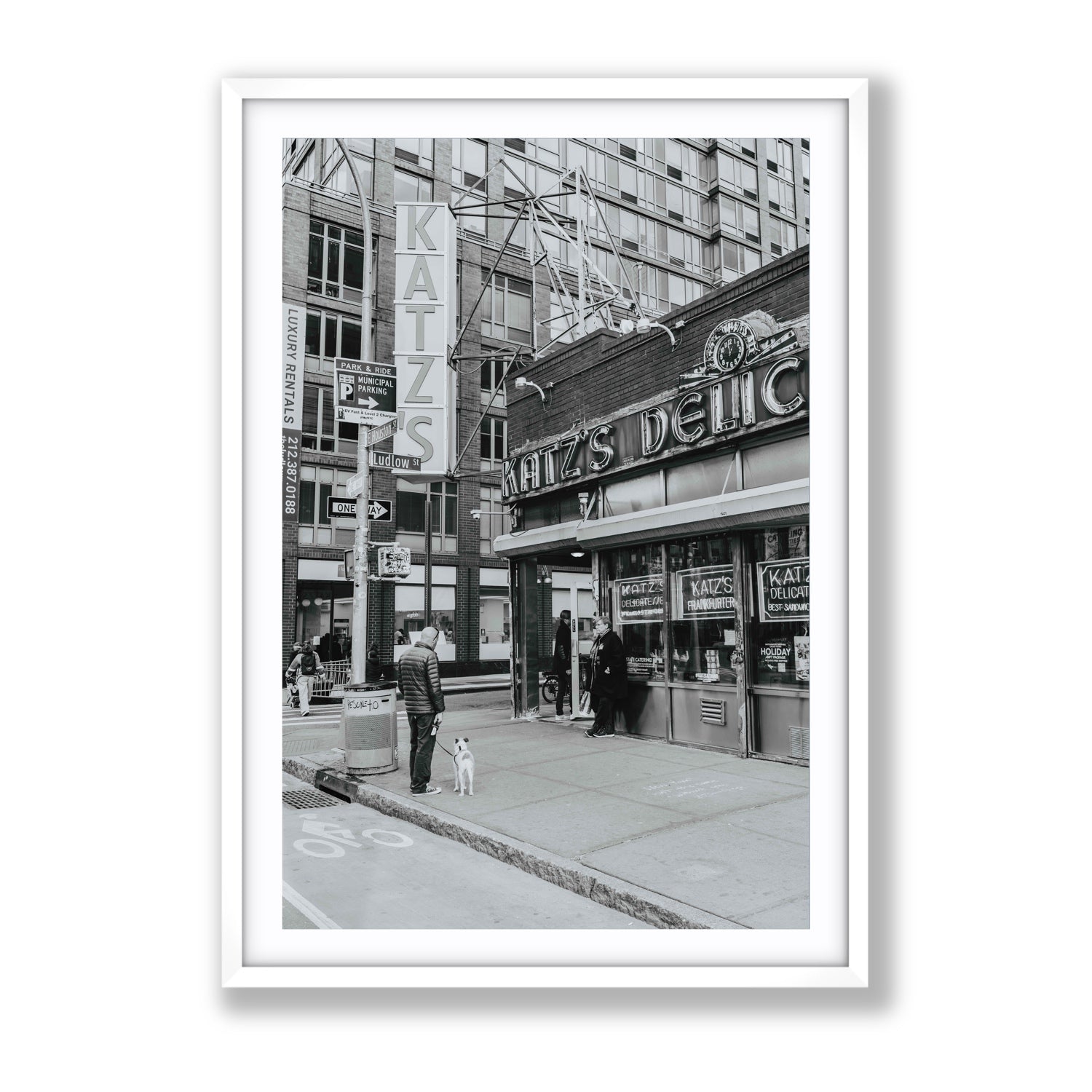 Graphite Gotham New York NYC Black & White wall art Gallery fine art print in white frame with matboard