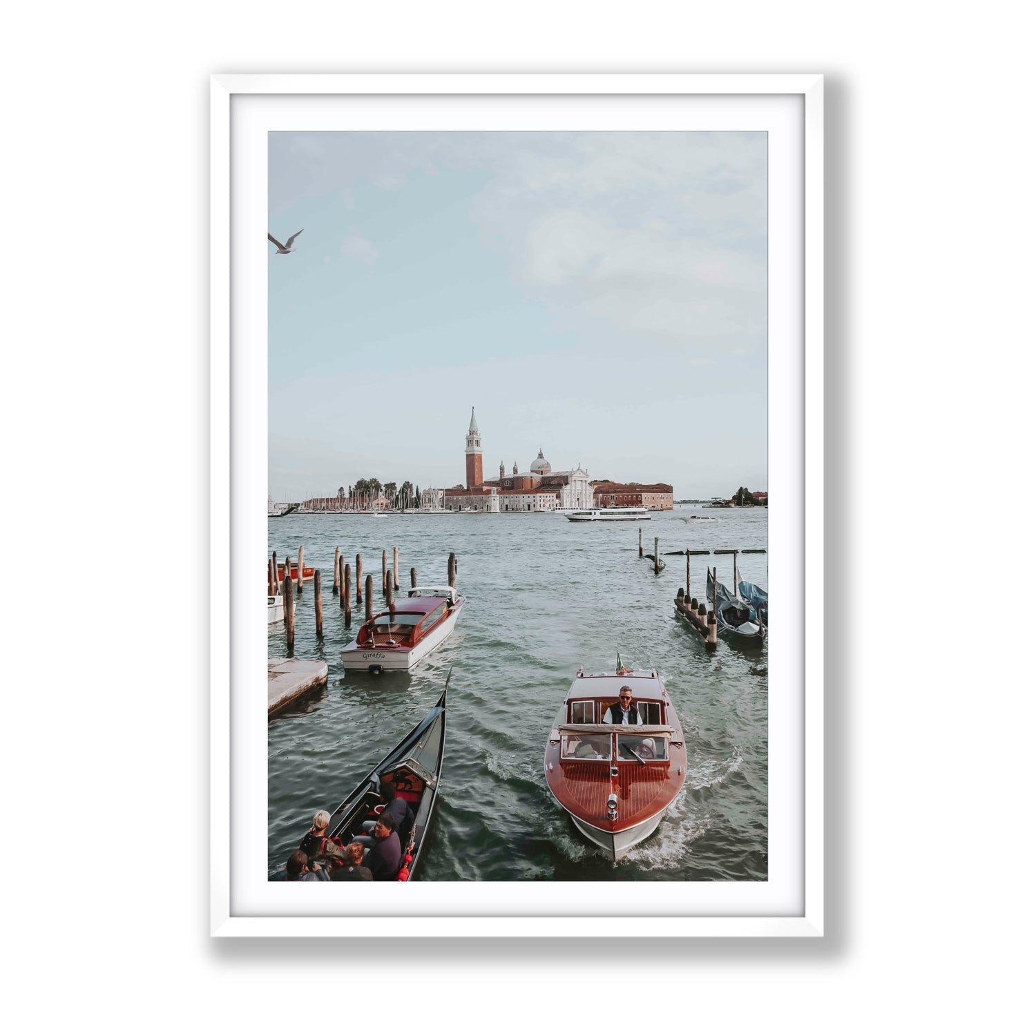 Galleggiante Venice Italian wall art Gallery fine art print in white frame with matboard