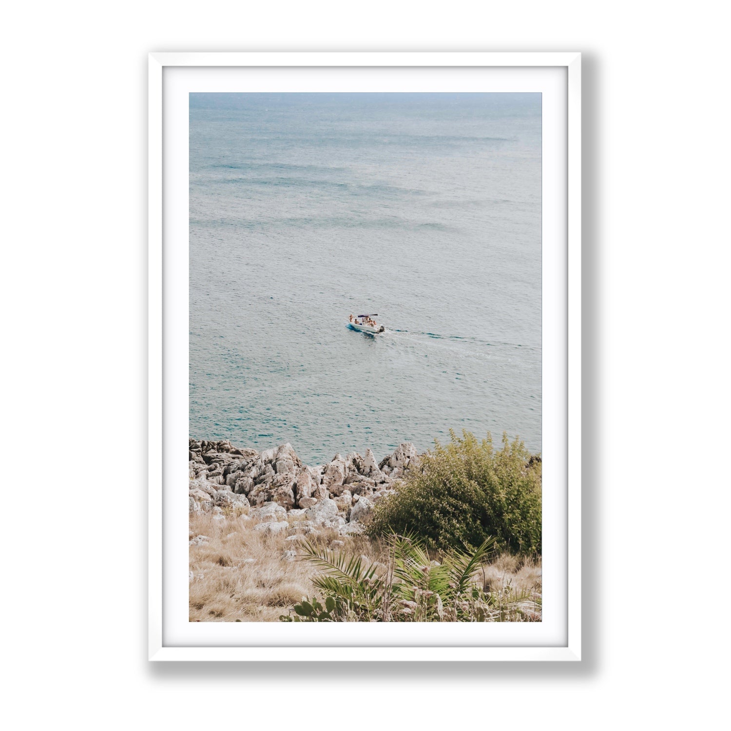 Puglian Departure Puglia coastal Italian wall art Gallery fine art print in white frame with matboard